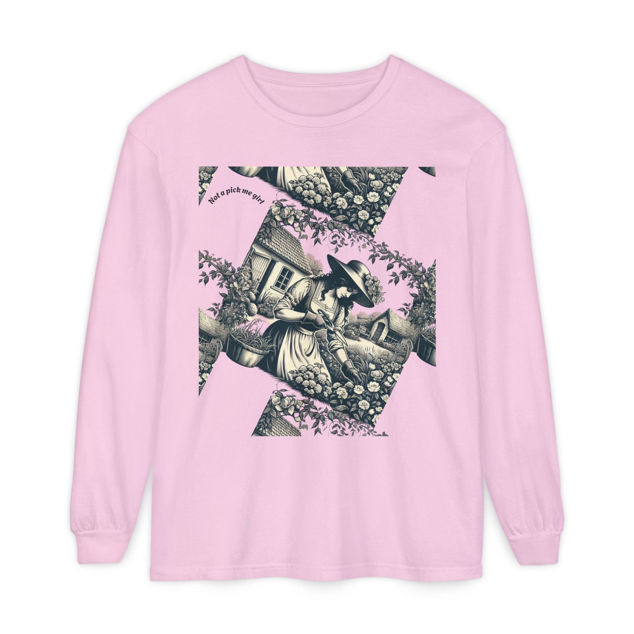 Gardening Art Long Sleeve Tee, Unisex Vintage Style Shirt, Floral Gift for Plant Lovers, Casual Fall Outfit, Eco-Friendly Clothing