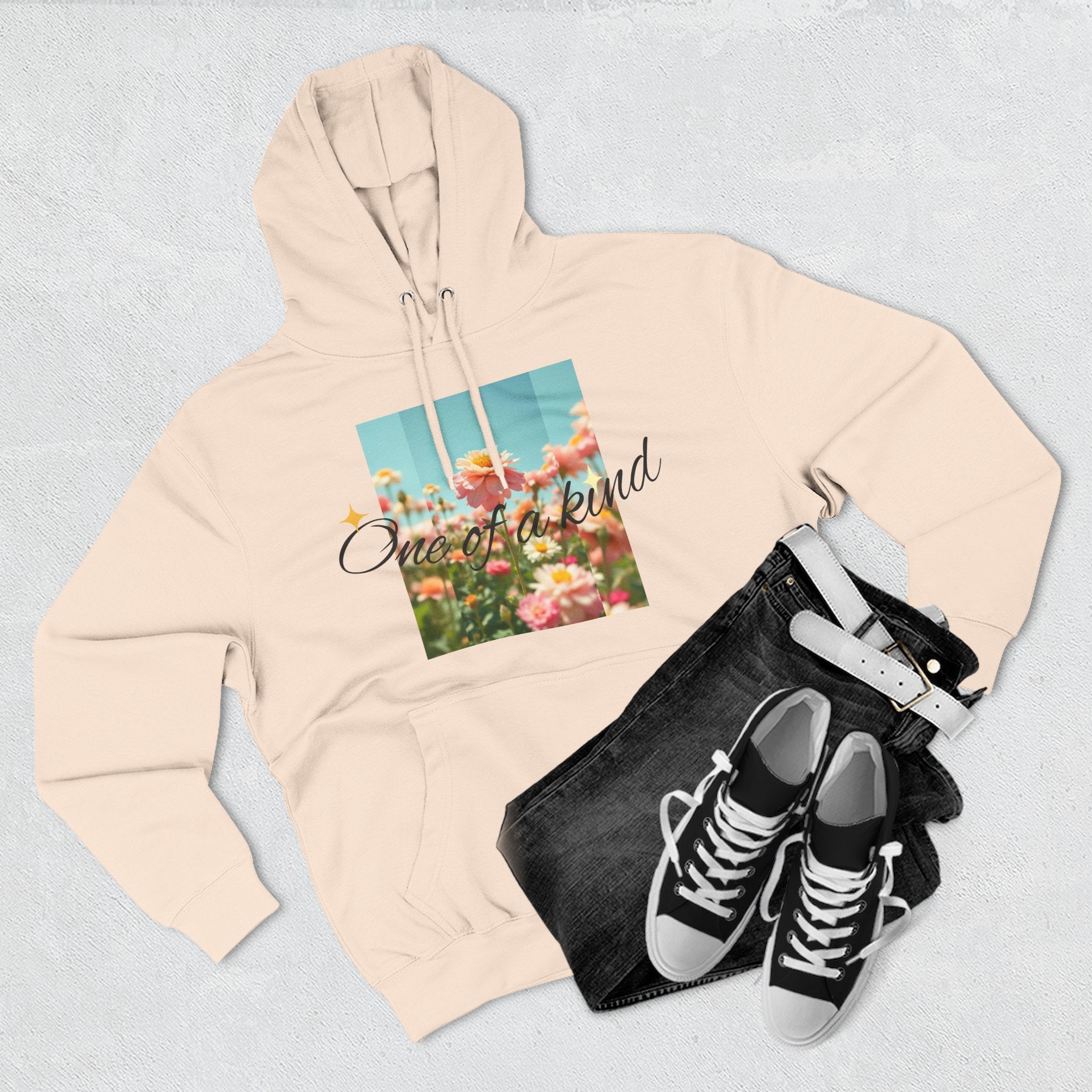 Unique Floral Fleece Hoodie, Cozy Casual Wear, Gift for Her, Trendy Sweatshirt, Spring Fashion, Matching Outfits