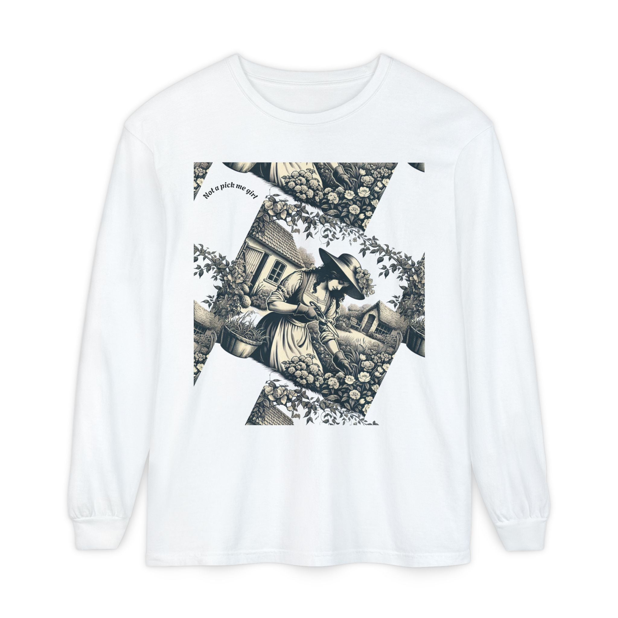 Gardening Art Long Sleeve Tee, Unisex Vintage Style Shirt, Floral Gift for Plant Lovers, Casual Fall Outfit, Eco-Friendly Clothing
