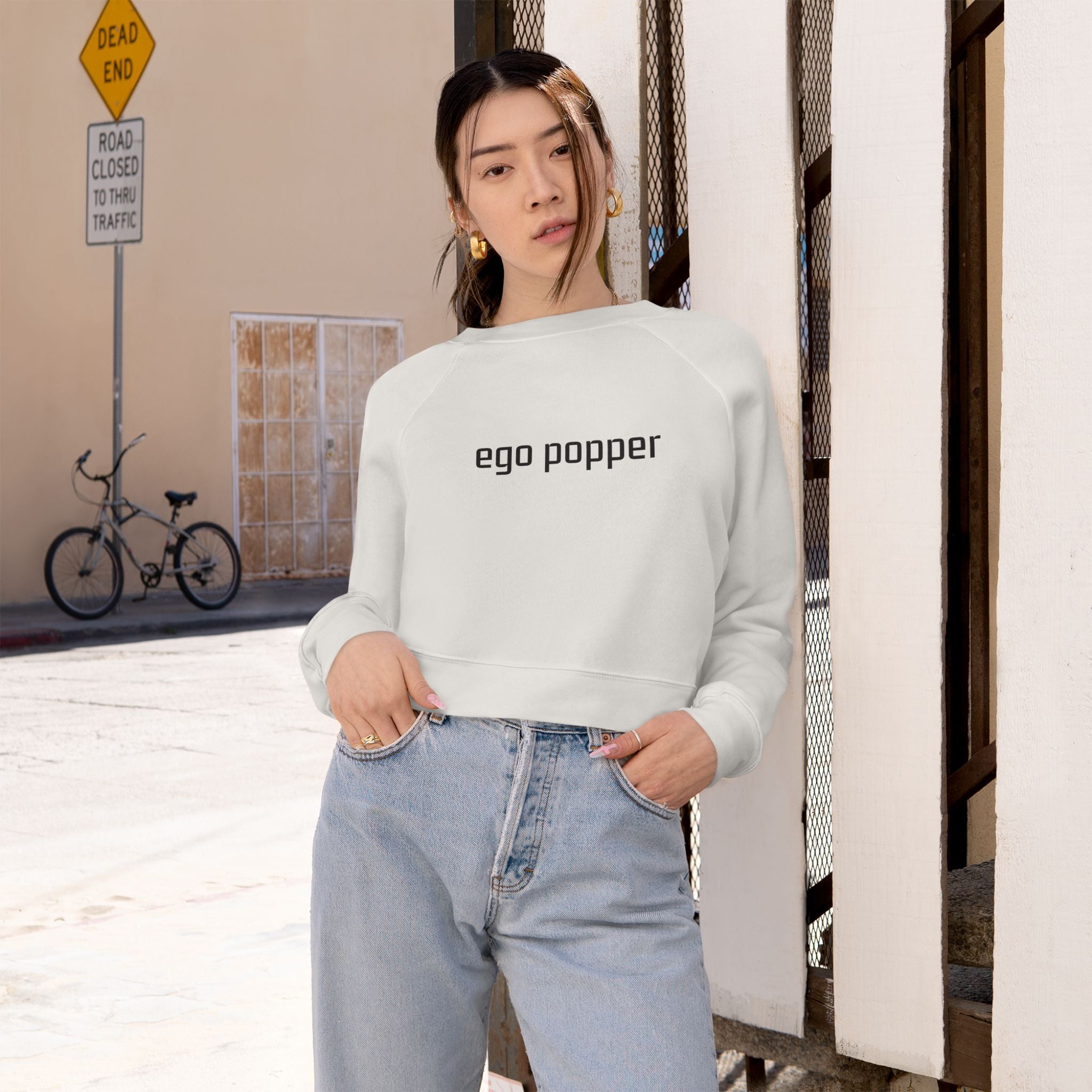 Ego Popper Cropped Pullover, Trendy Womens Sweatshirt, Casual Streetwear, Perfect Gift for Her, Lounge Wear