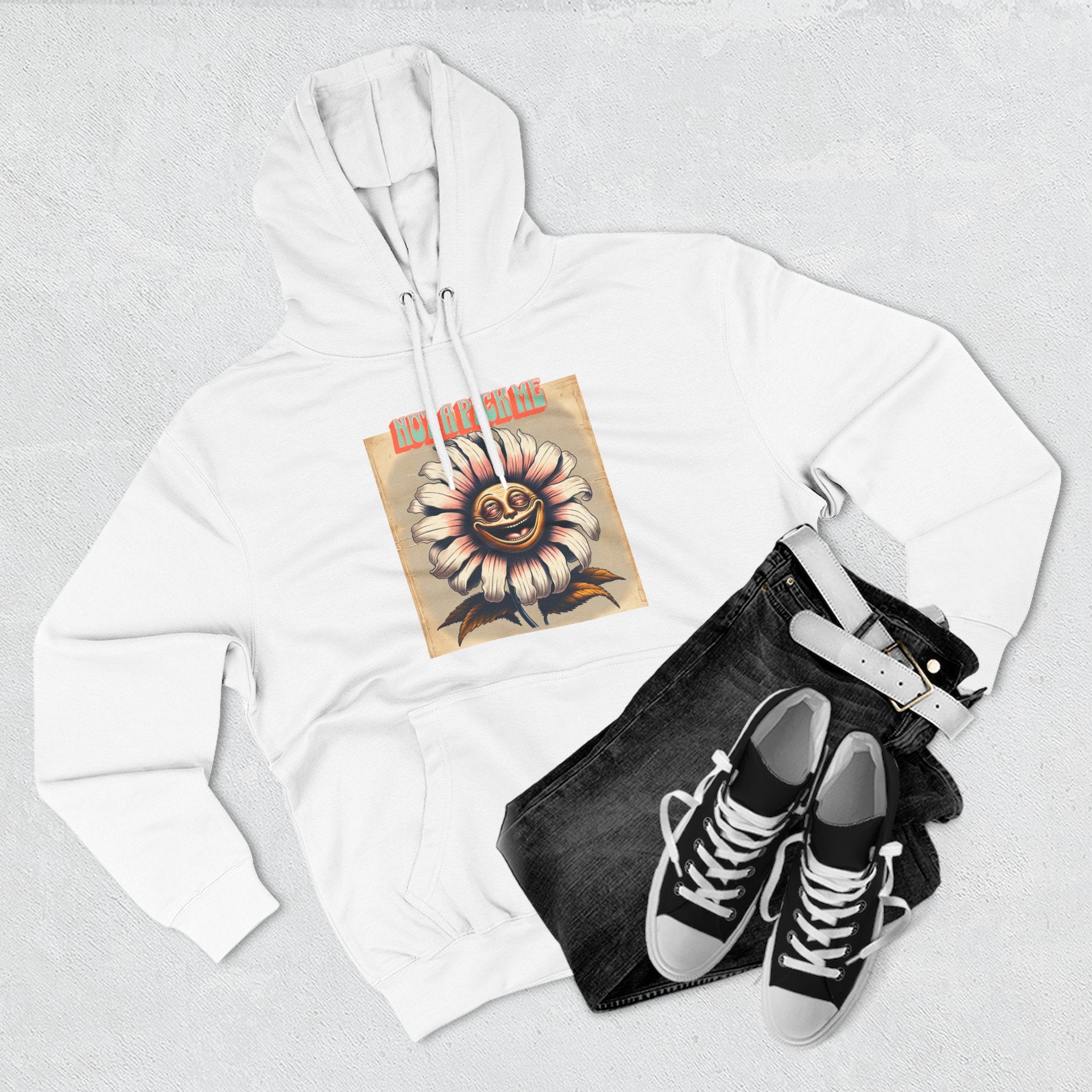 Retro Floral Smile Hoodie, Cozy Fleece Hoodie for Every Occasion, Unique Gift for Flower Lovers, Trending Vintage Style, Perfect for Fall