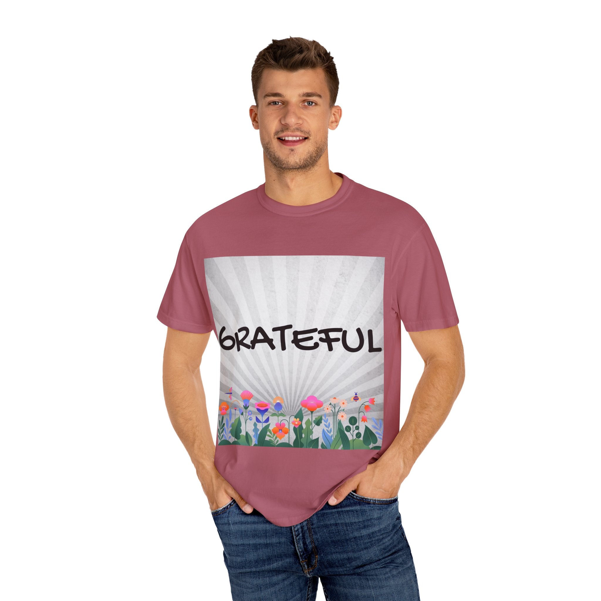 Grateful Floral T-Shirt, Positive Vibe Tee, Gift for Friends, Motivational Apparel, Spring or Summer Style