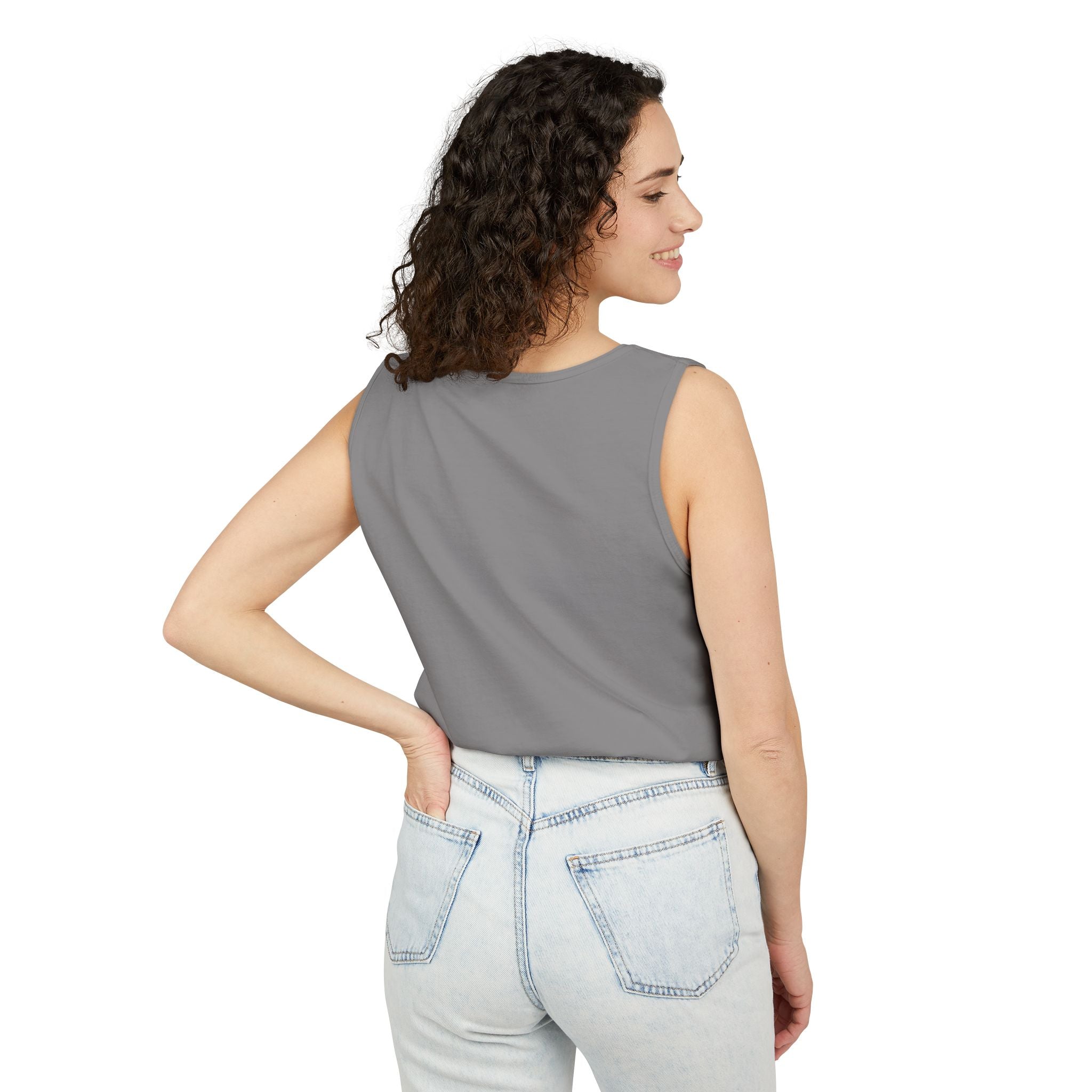 Garment-Dyed Tank Top with 'Real' Design, Summer Wear, Casual Shirt, Holiday Gift, Layering Essential, Positive Vibes