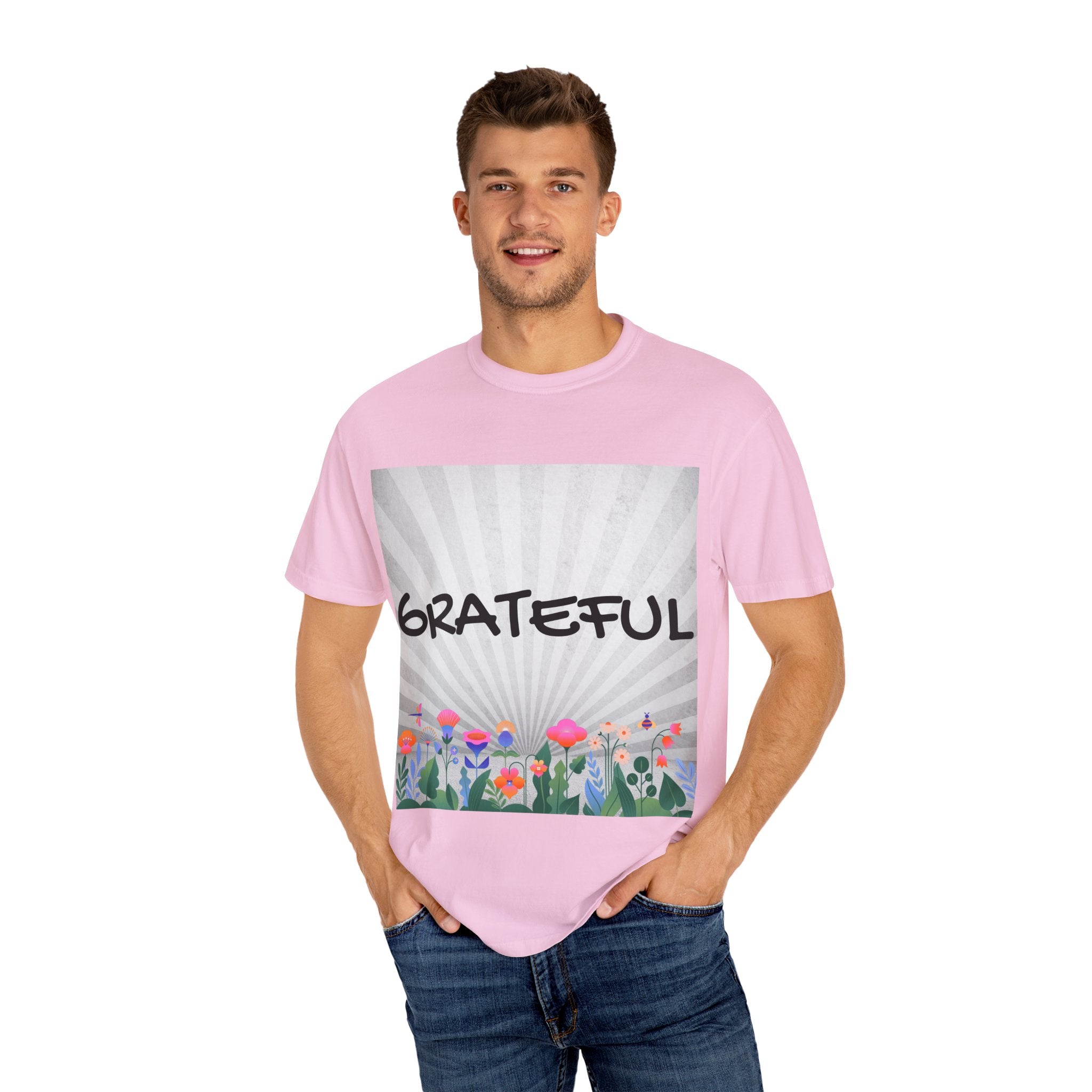 Grateful Floral T-Shirt, Positive Vibe Tee, Gift for Friends, Motivational Apparel, Spring or Summer Style
