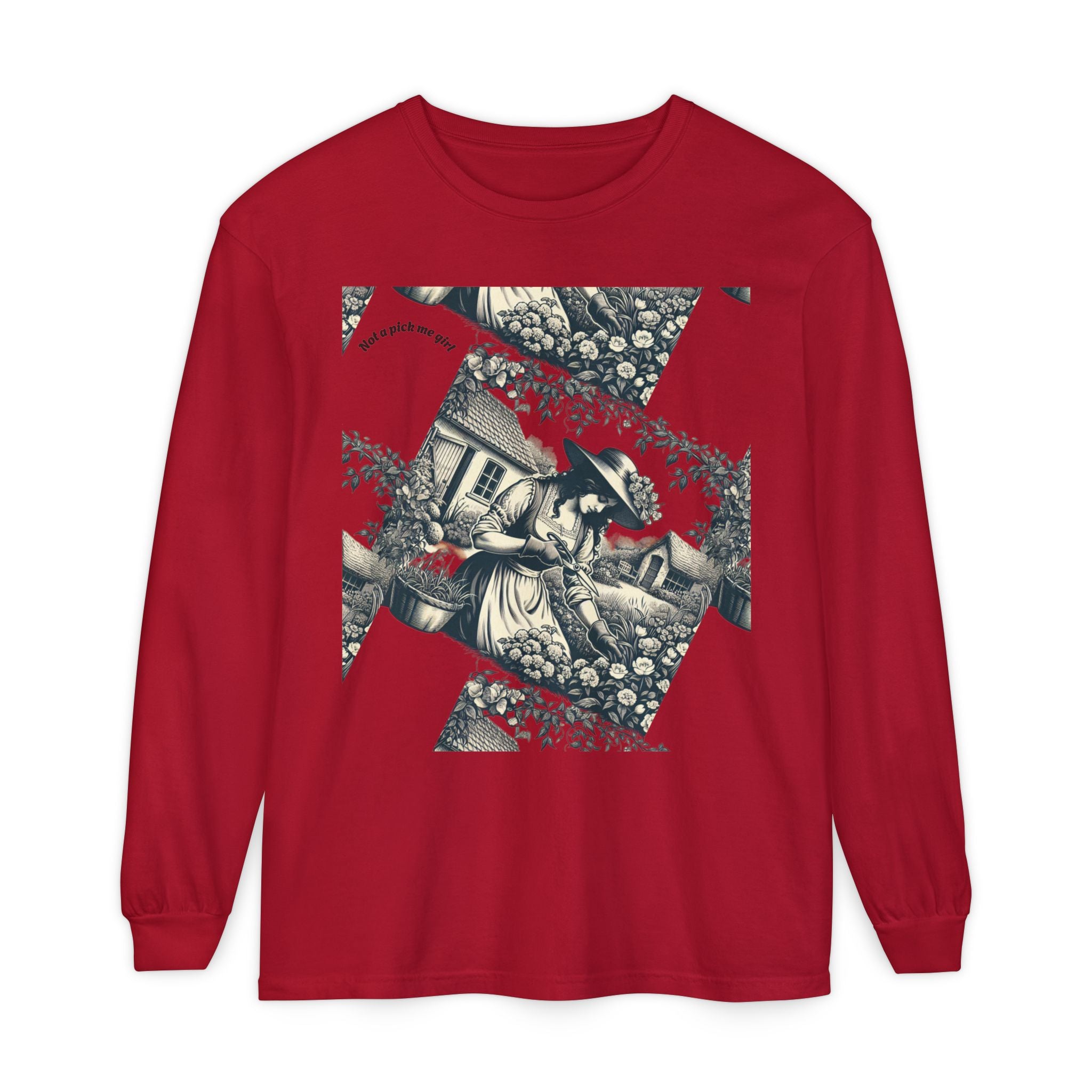 Gardening Art Long Sleeve Tee, Unisex Vintage Style Shirt, Floral Gift for Plant Lovers, Casual Fall Outfit, Eco-Friendly Clothing