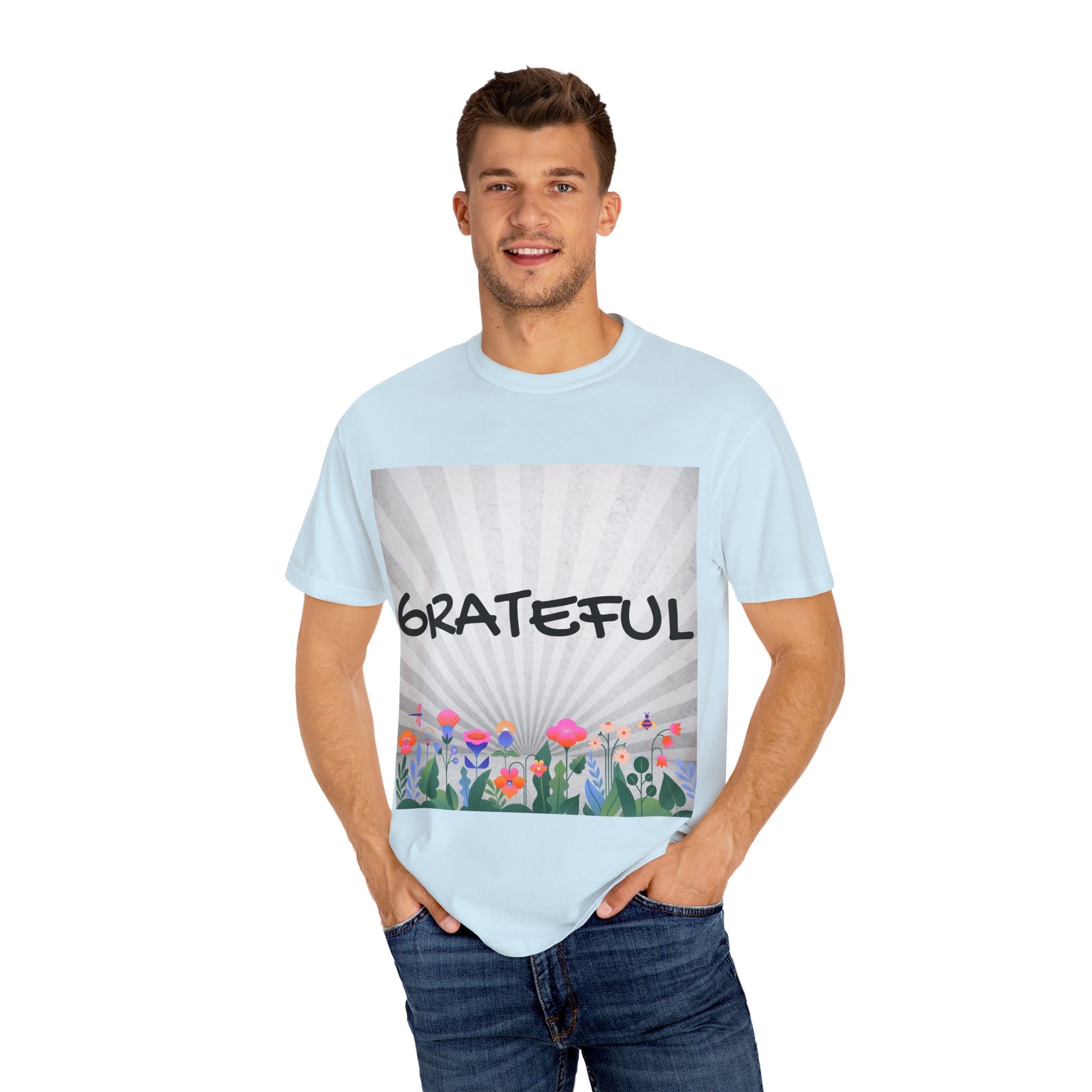 Grateful Floral T-Shirt, Positive Vibe Tee, Gift for Friends, Motivational Apparel, Spring or Summer Style