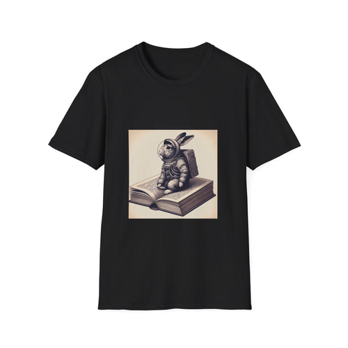 Astronaut Bunny T-Shirt, Cozy Illustration Top, Gift for Book Lovers, Quirky Fashion, Weekend Wear