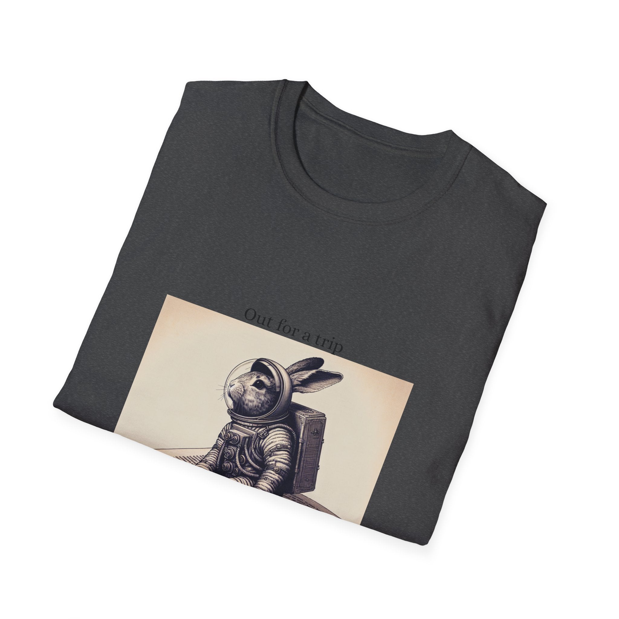 Astronaut Bunny T-Shirt, Cozy Illustration Top, Gift for Book Lovers, Quirky Fashion, Weekend Wear