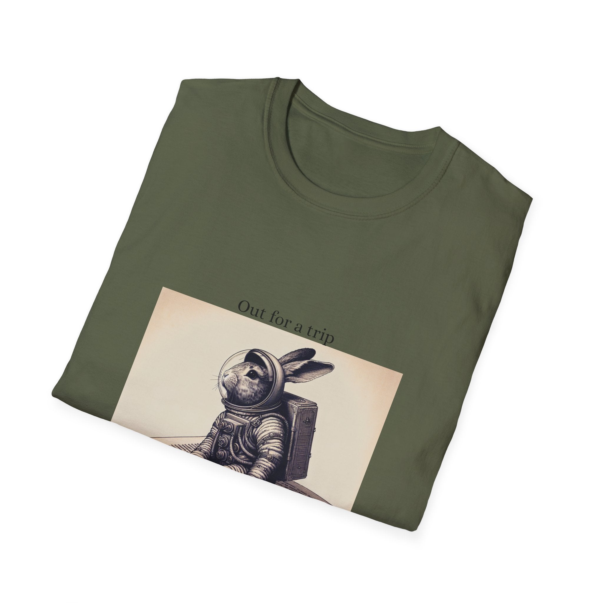 Astronaut Bunny T-Shirt, Cozy Illustration Top, Gift for Book Lovers, Quirky Fashion, Weekend Wear