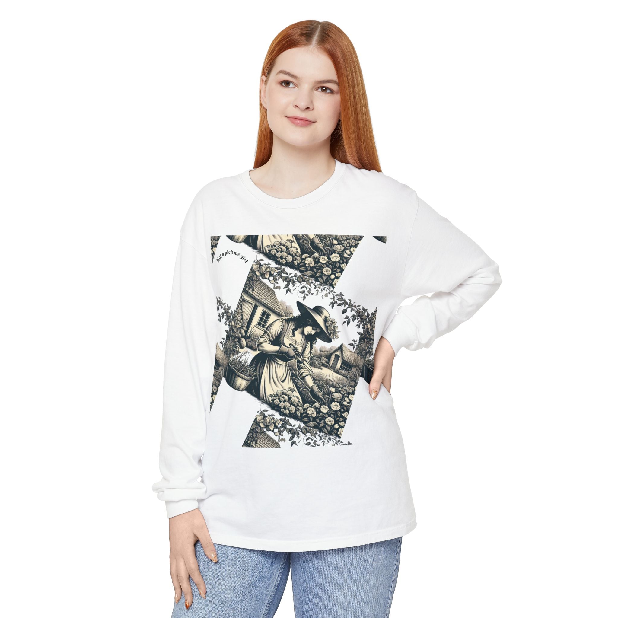 Gardening Art Long Sleeve Tee, Unisex Vintage Style Shirt, Floral Gift for Plant Lovers, Casual Fall Outfit, Eco-Friendly Clothing