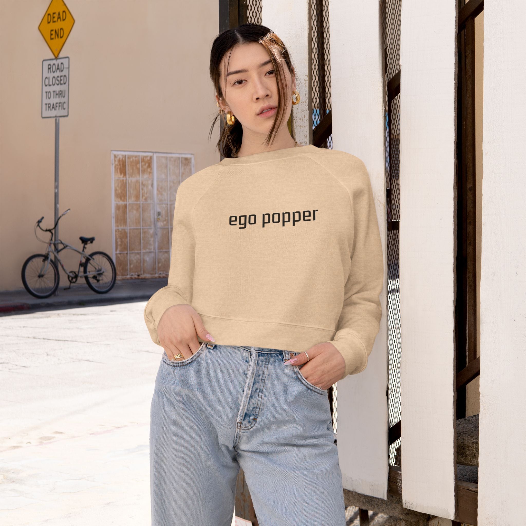 Ego Popper Cropped Pullover, Trendy Womens Sweatshirt, Casual Streetwear, Perfect Gift for Her, Lounge Wear