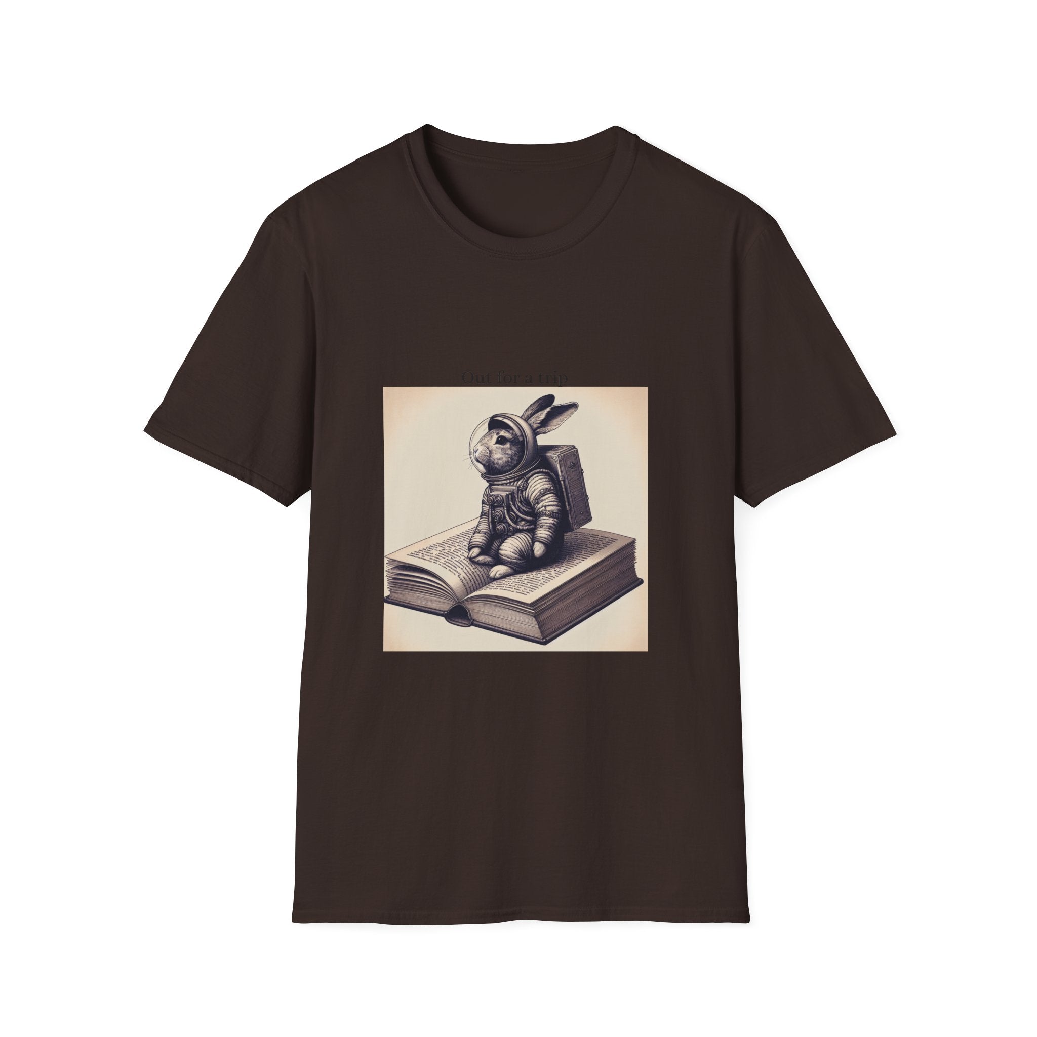 Astronaut Bunny T-Shirt, Cozy Illustration Top, Gift for Book Lovers, Quirky Fashion, Weekend Wear