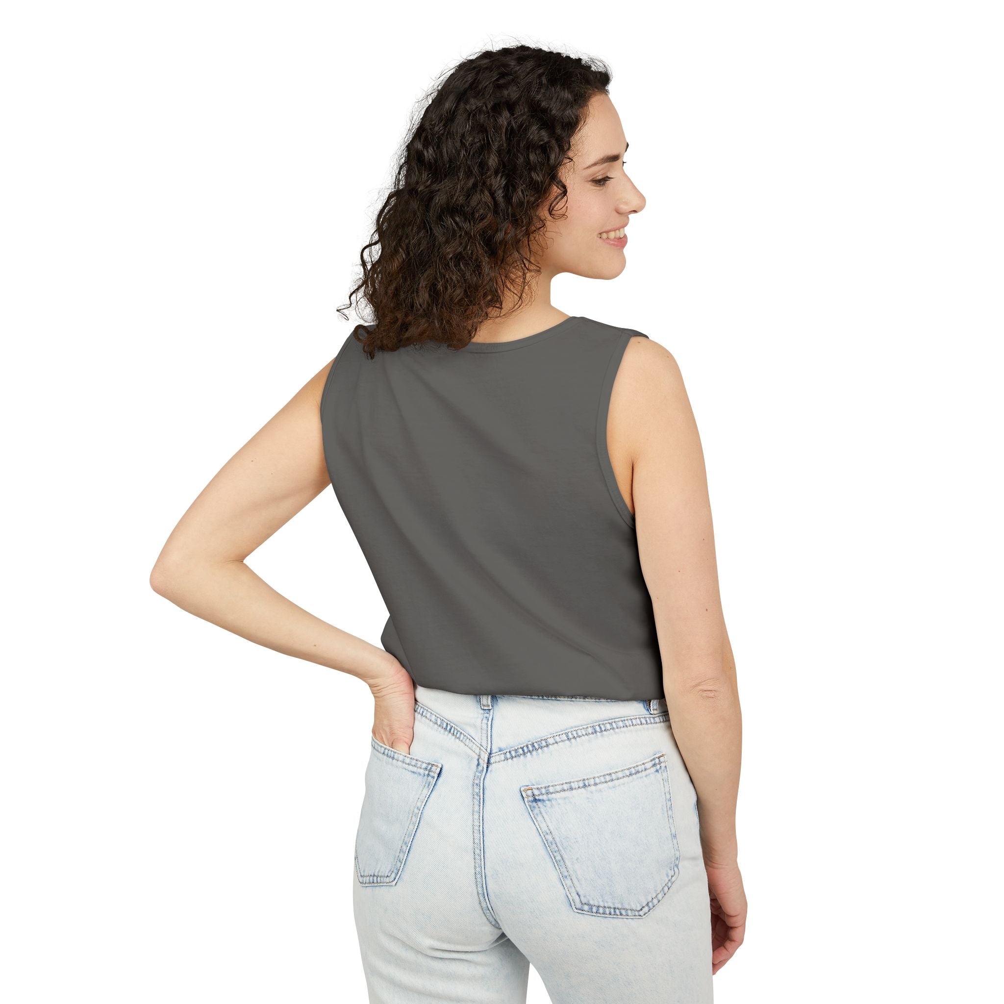 Garment-Dyed Tank Top with 'Real' Design, Summer Wear, Casual Shirt, Holiday Gift, Layering Essential, Positive Vibes