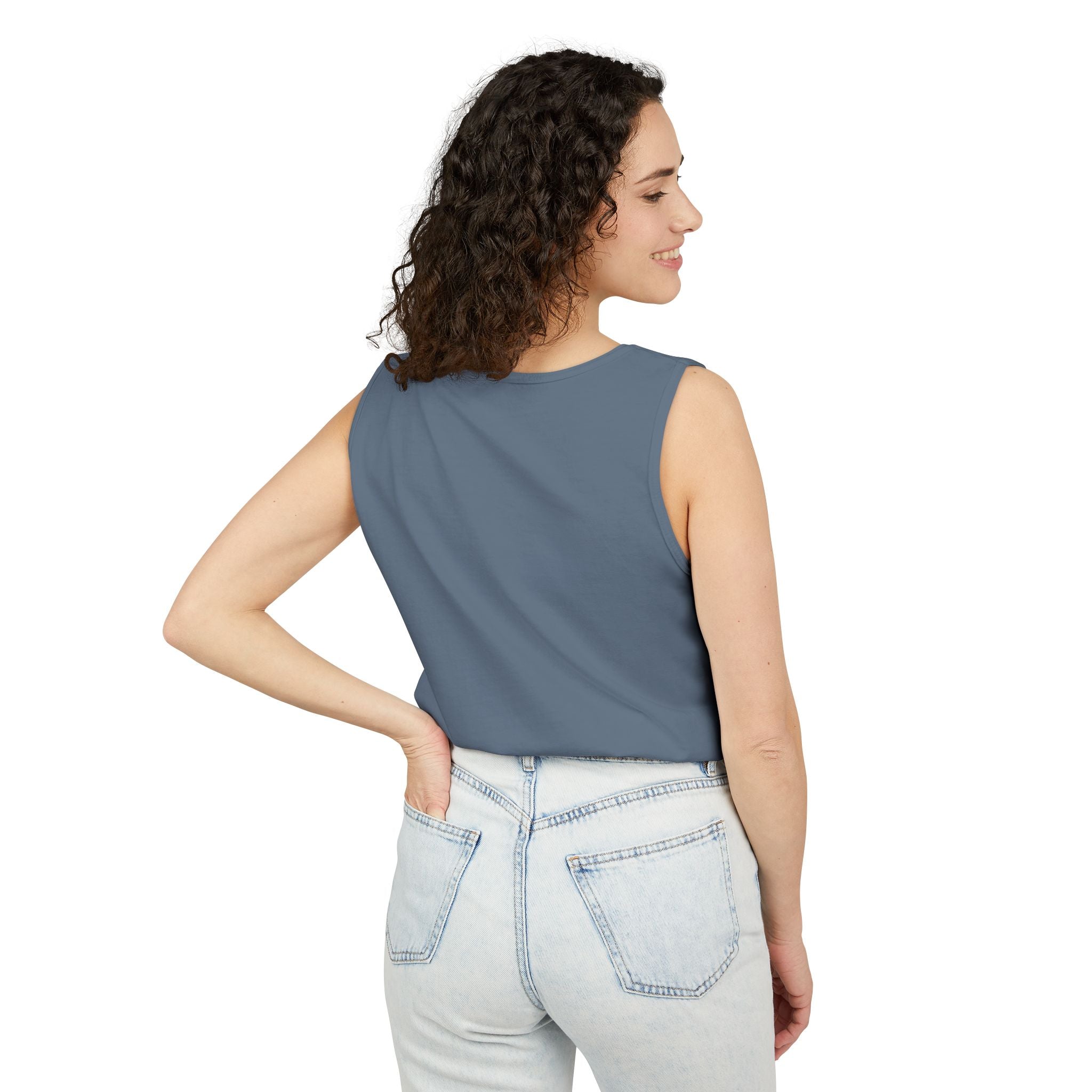 Garment-Dyed Tank Top with 'Real' Design, Summer Wear, Casual Shirt, Holiday Gift, Layering Essential, Positive Vibes