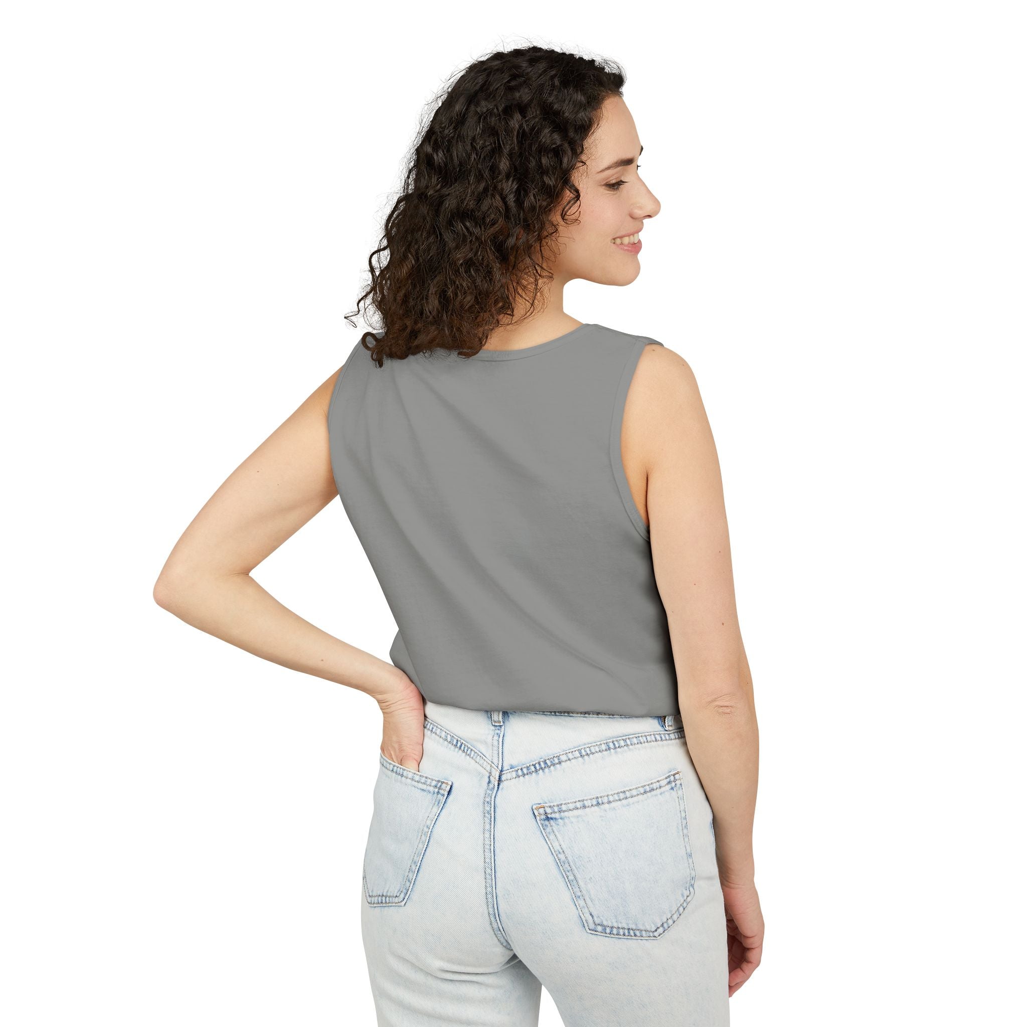 Garment-Dyed Tank Top with 'Real' Design, Summer Wear, Casual Shirt, Holiday Gift, Layering Essential, Positive Vibes