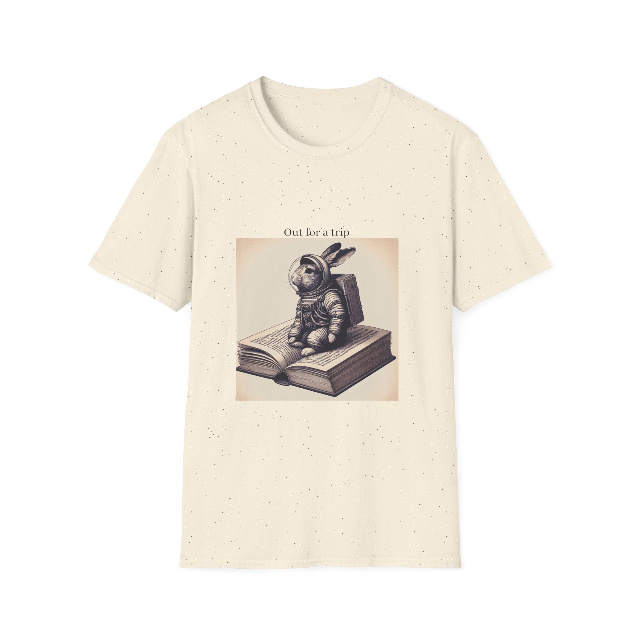 Astronaut Bunny T-Shirt, Cozy Illustration Top, Gift for Book Lovers, Quirky Fashion, Weekend Wear