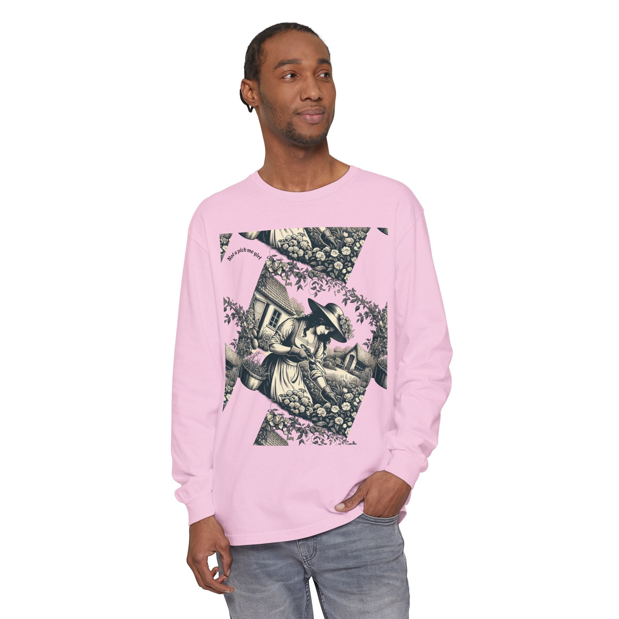 Gardening Art Long Sleeve Tee, Unisex Vintage Style Shirt, Floral Gift for Plant Lovers, Casual Fall Outfit, Eco-Friendly Clothing