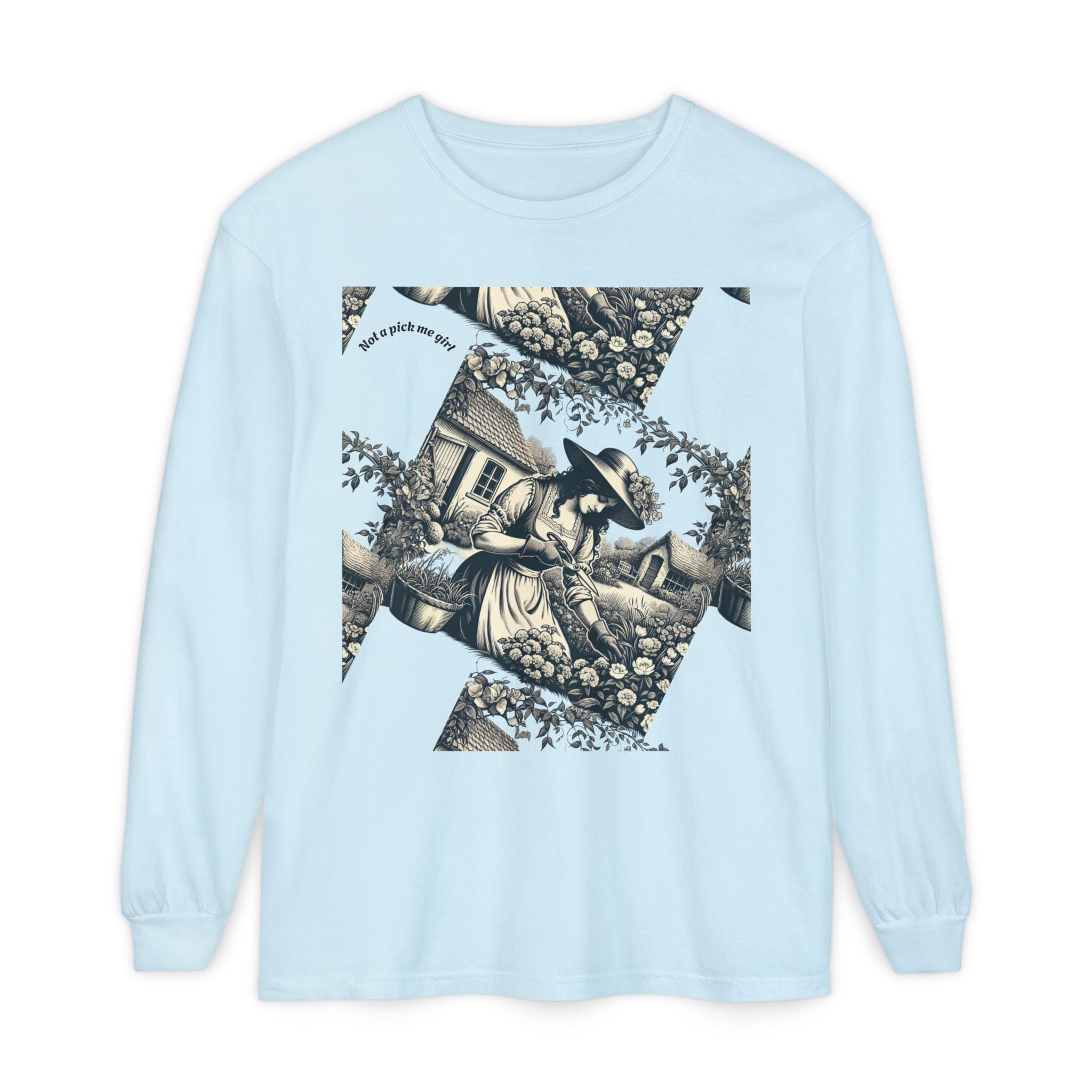 Gardening Art Long Sleeve Tee, Unisex Vintage Style Shirt, Floral Gift for Plant Lovers, Casual Fall Outfit, Eco-Friendly Clothing