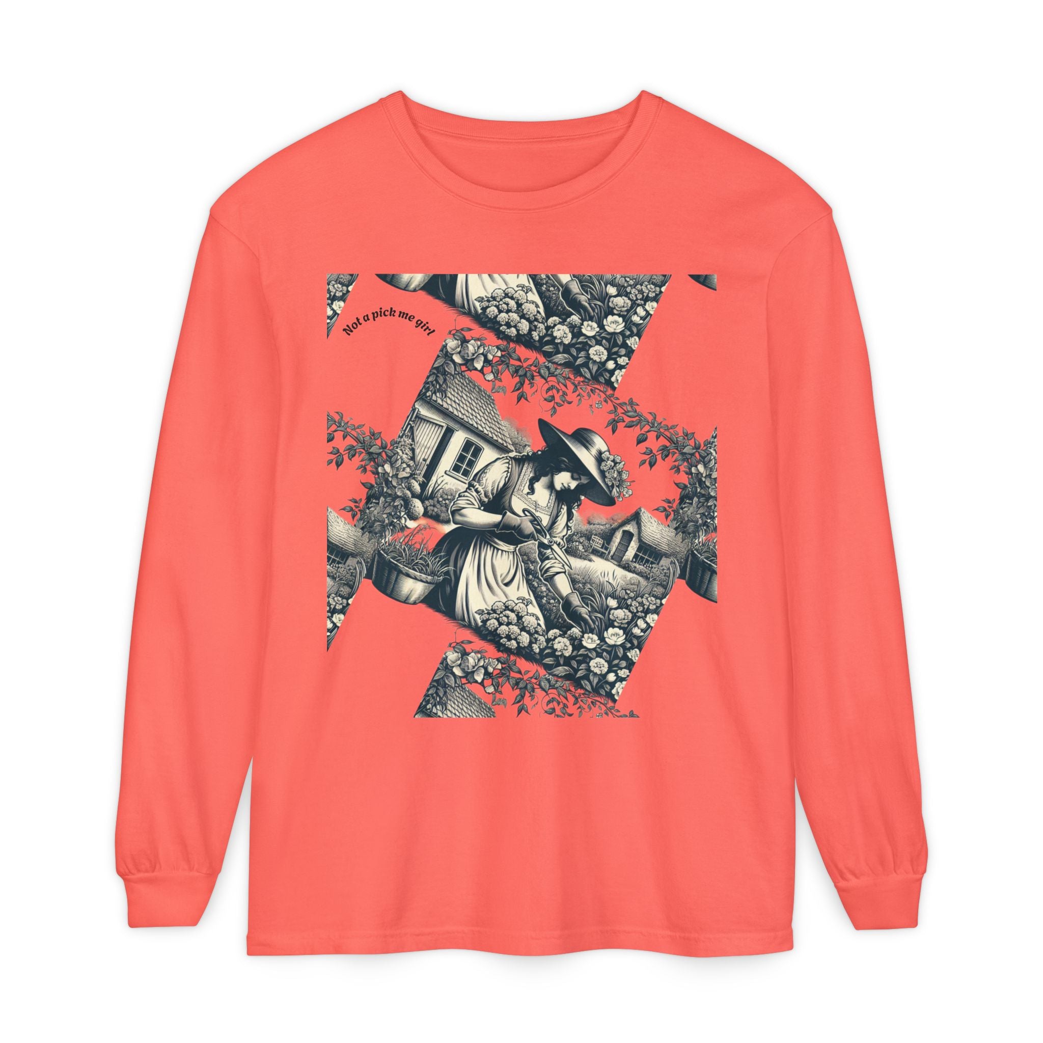 Gardening Art Long Sleeve Tee, Unisex Vintage Style Shirt, Floral Gift for Plant Lovers, Casual Fall Outfit, Eco-Friendly Clothing