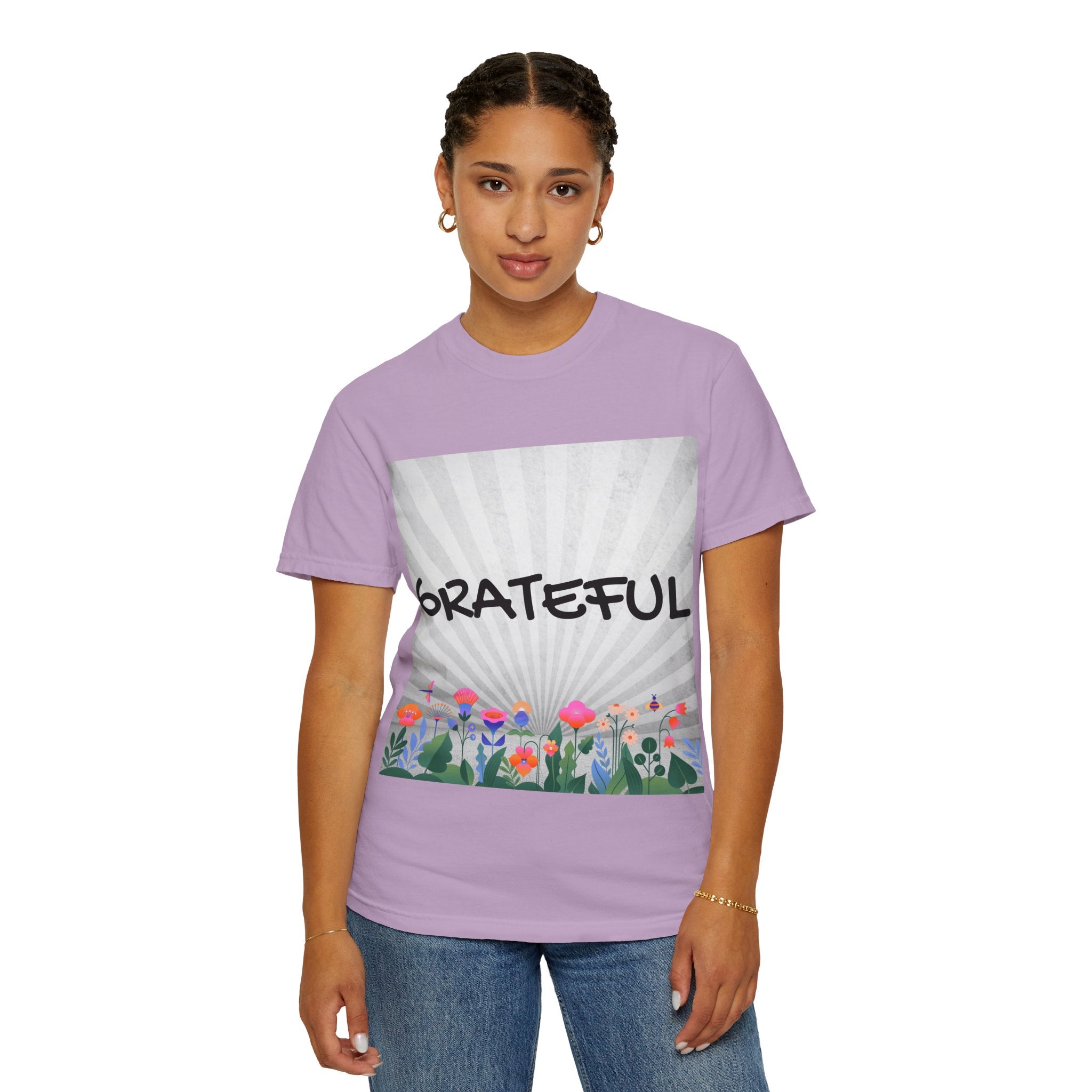 Grateful Floral T-Shirt, Positive Vibe Tee, Gift for Friends, Motivational Apparel, Spring or Summer Style