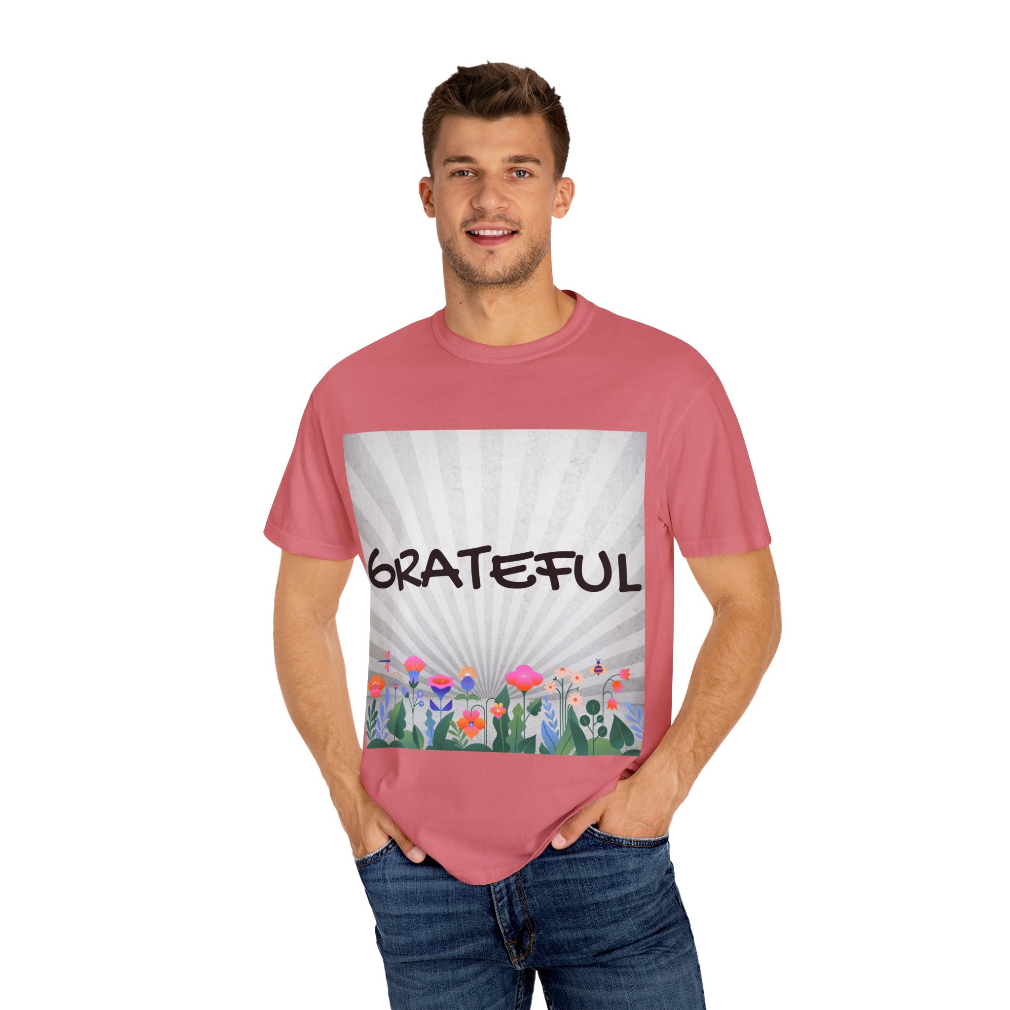 Grateful Floral T-Shirt, Positive Vibe Tee, Gift for Friends, Motivational Apparel, Spring or Summer Style