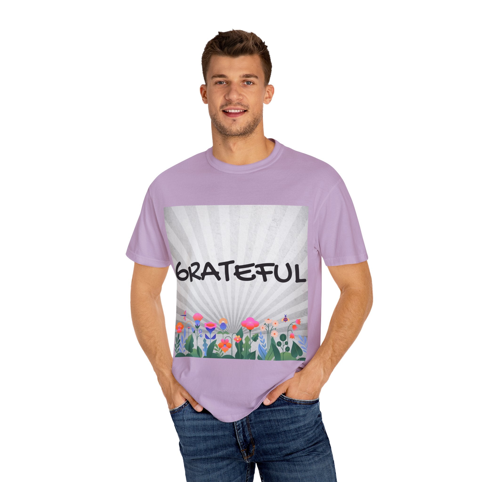 Grateful Floral T-Shirt, Positive Vibe Tee, Gift for Friends, Motivational Apparel, Spring or Summer Style
