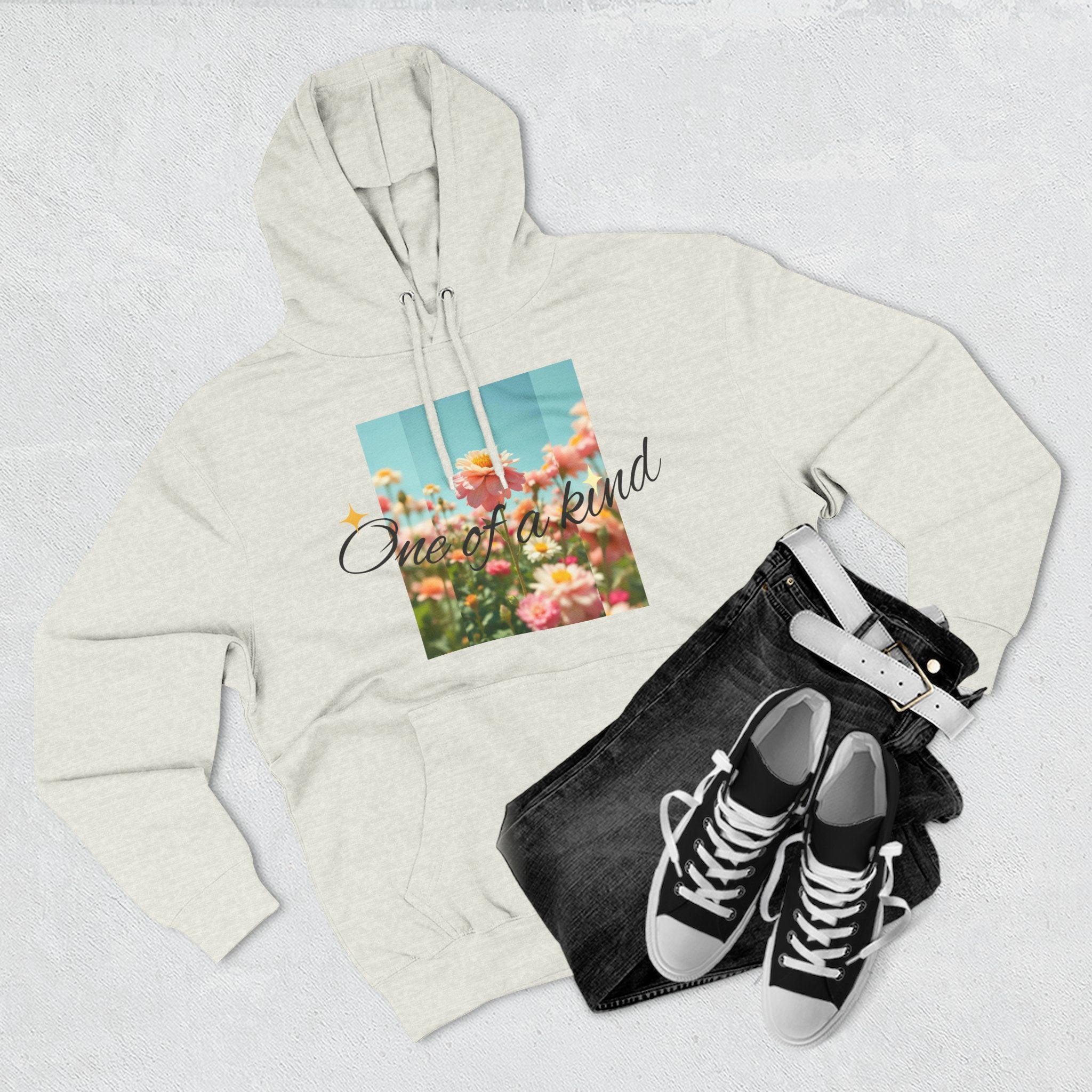 Unique Floral Fleece Hoodie, Cozy Casual Wear, Gift for Her, Trendy Sweatshirt, Spring Fashion, Matching Outfits