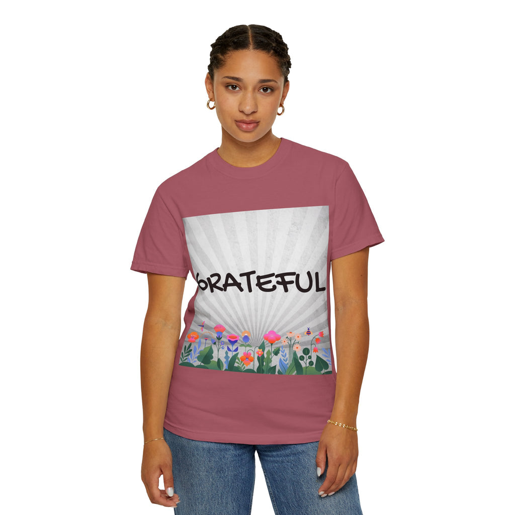 Grateful Floral T-Shirt, Positive Vibe Tee, Gift for Friends, Motivational Apparel, Spring or Summer Style