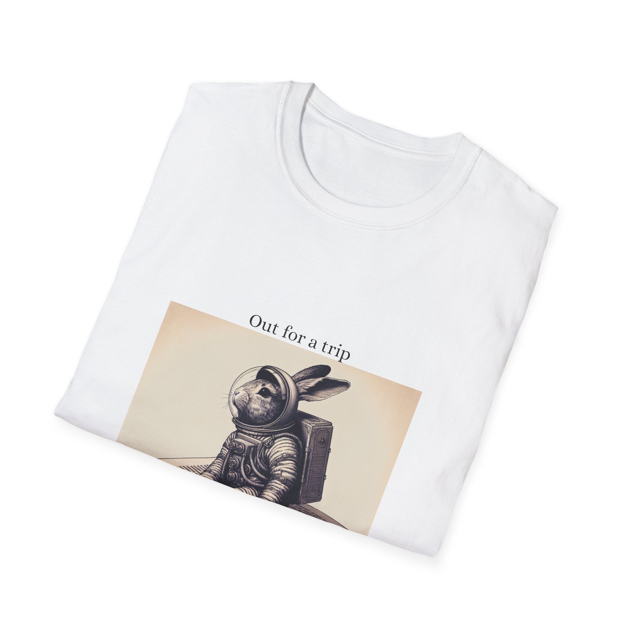 Astronaut Bunny T-Shirt, Cozy Illustration Top, Gift for Book Lovers, Quirky Fashion, Weekend Wear