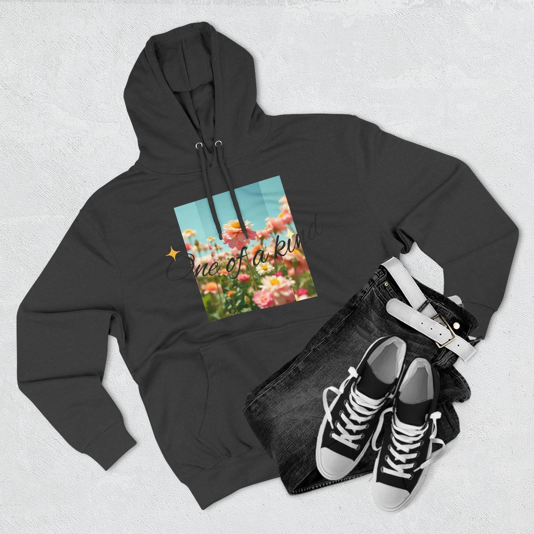Unique Floral Fleece Hoodie, Cozy Casual Wear, Gift for Her, Trendy Sweatshirt, Spring Fashion, Matching Outfits