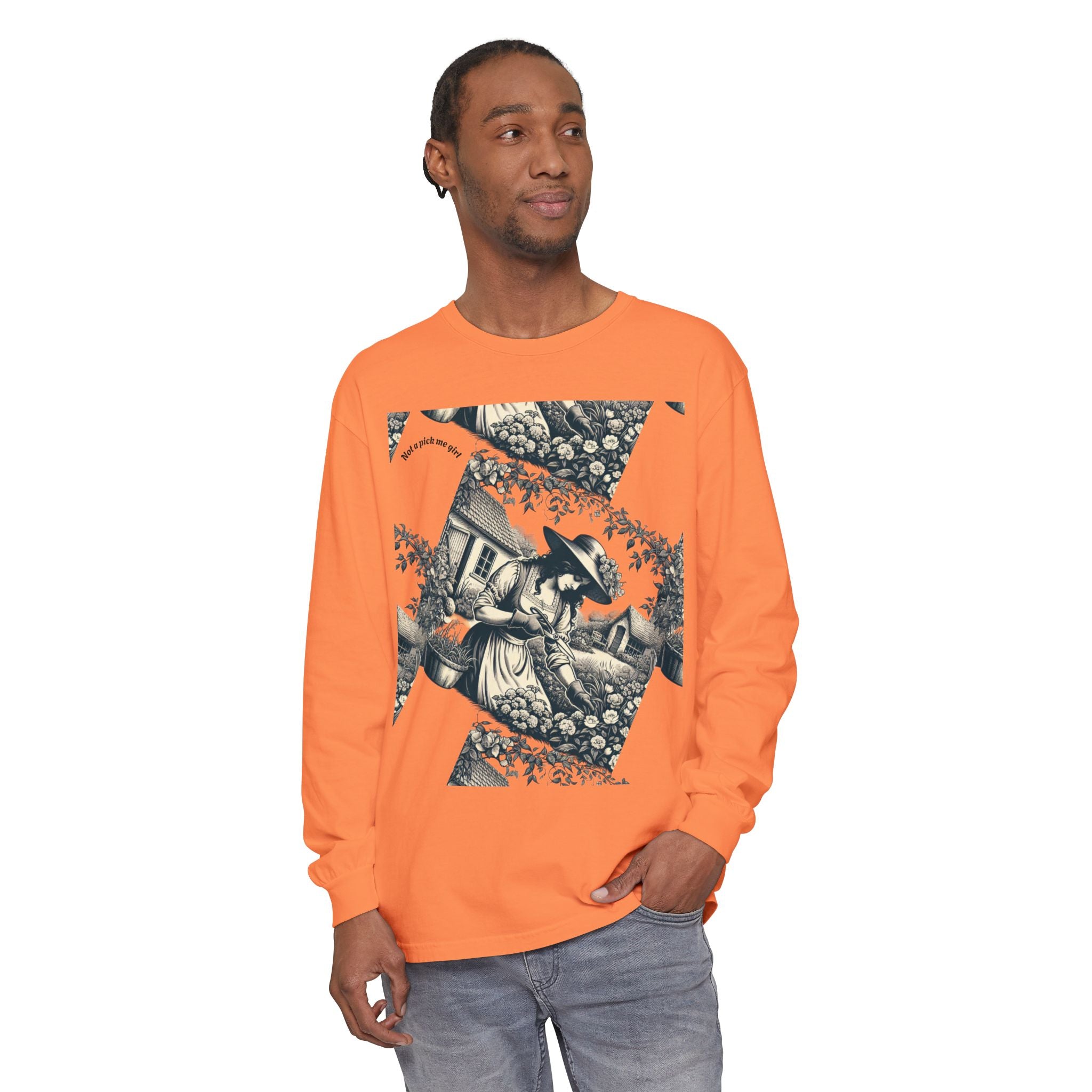 Gardening Art Long Sleeve Tee, Unisex Vintage Style Shirt, Floral Gift for Plant Lovers, Casual Fall Outfit, Eco-Friendly Clothing