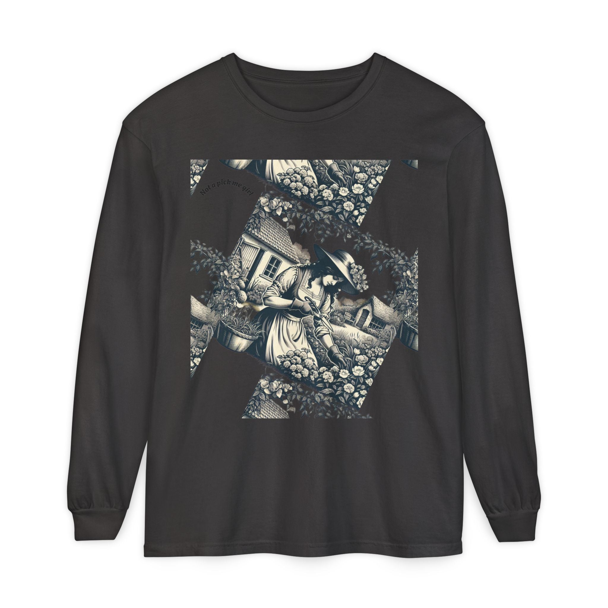 Gardening Art Long Sleeve Tee, Unisex Vintage Style Shirt, Floral Gift for Plant Lovers, Casual Fall Outfit, Eco-Friendly Clothing