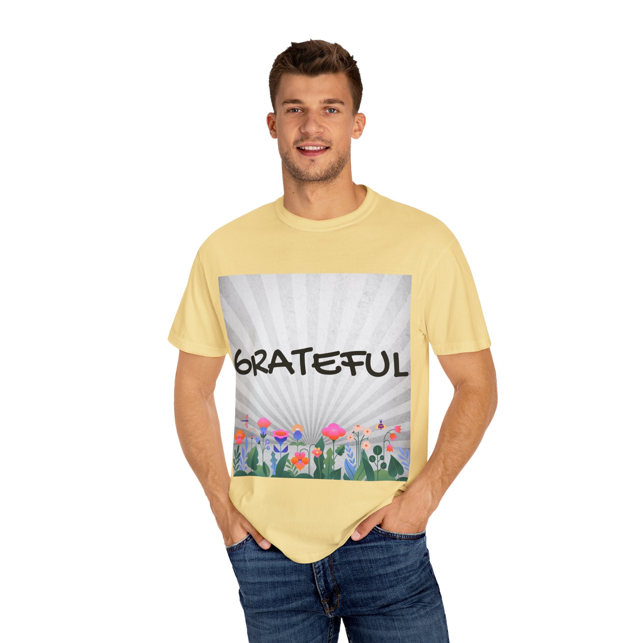 Grateful Floral T-Shirt, Positive Vibe Tee, Gift for Friends, Motivational Apparel, Spring or Summer Style