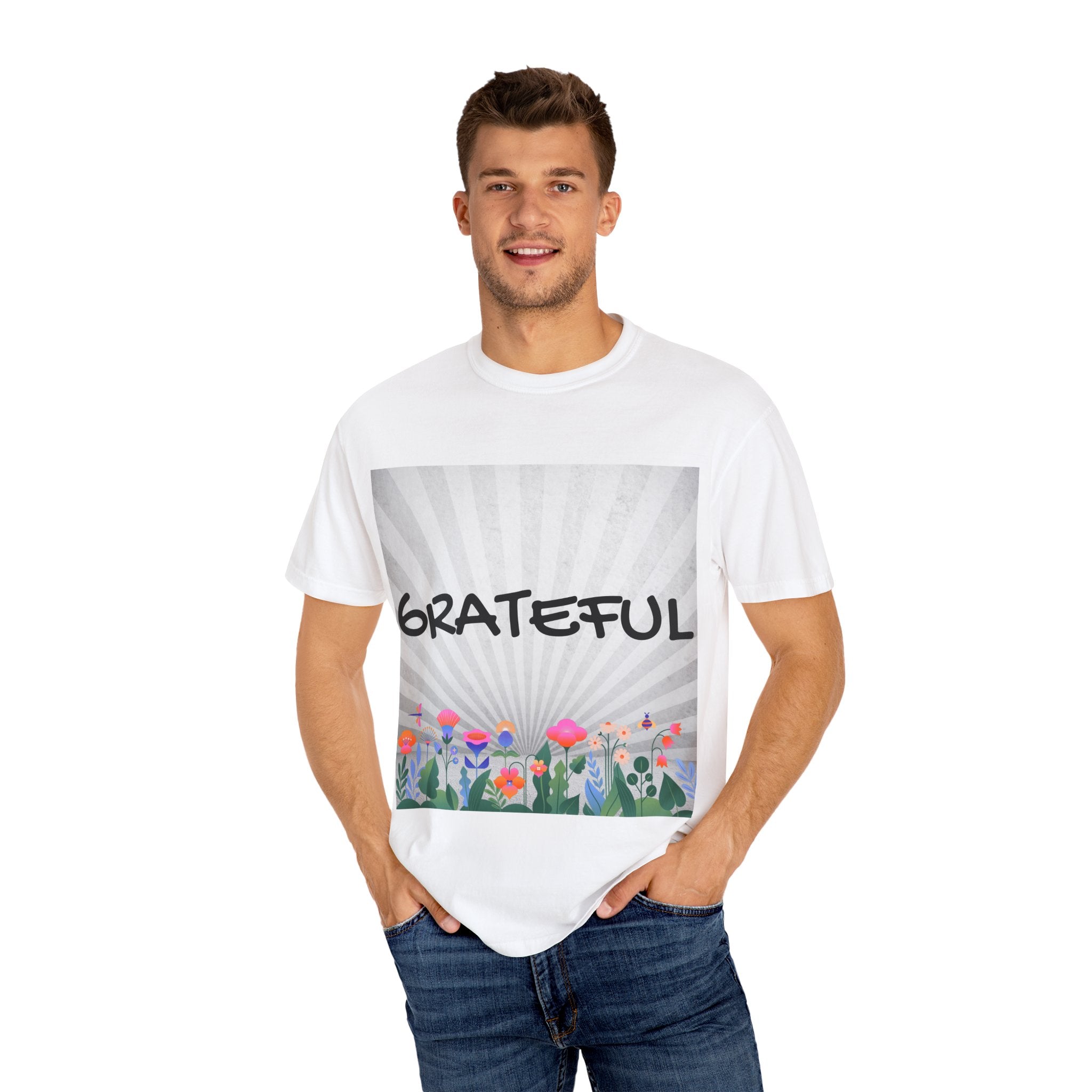 Grateful Floral T-Shirt, Positive Vibe Tee, Gift for Friends, Motivational Apparel, Spring or Summer Style