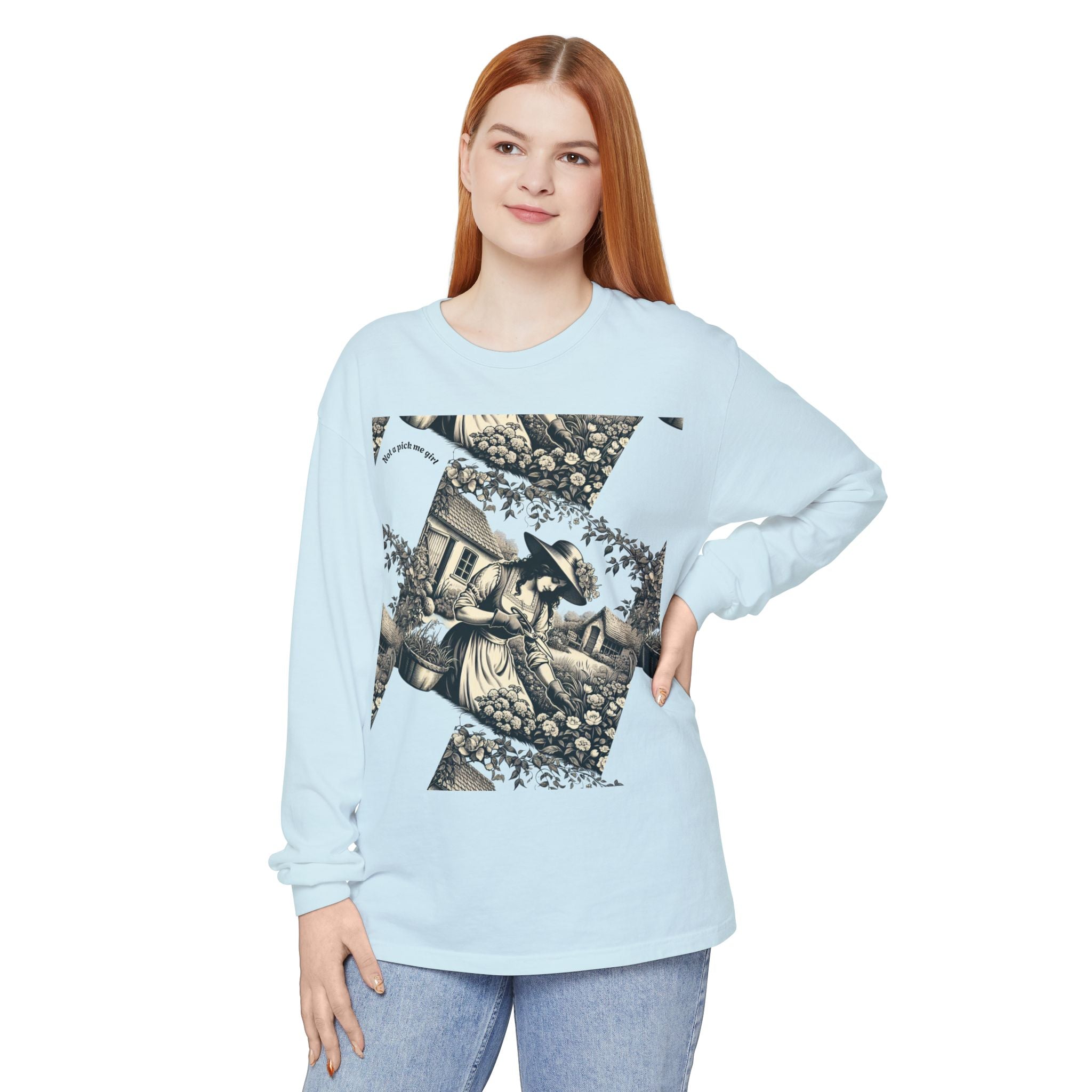 Gardening Art Long Sleeve Tee, Unisex Vintage Style Shirt, Floral Gift for Plant Lovers, Casual Fall Outfit, Eco-Friendly Clothing