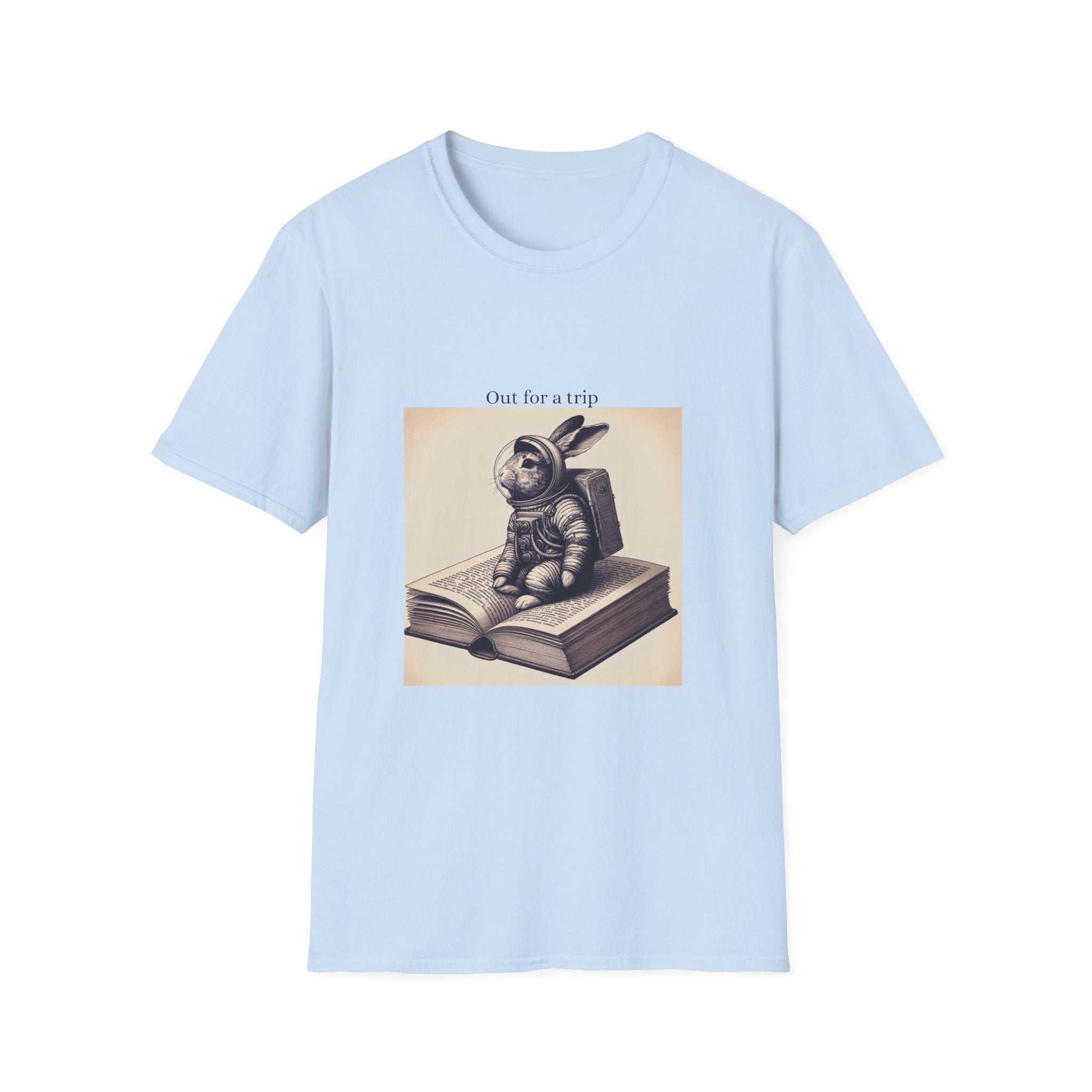 Astronaut Bunny T-Shirt, Cozy Illustration Top, Gift for Book Lovers, Quirky Fashion, Weekend Wear