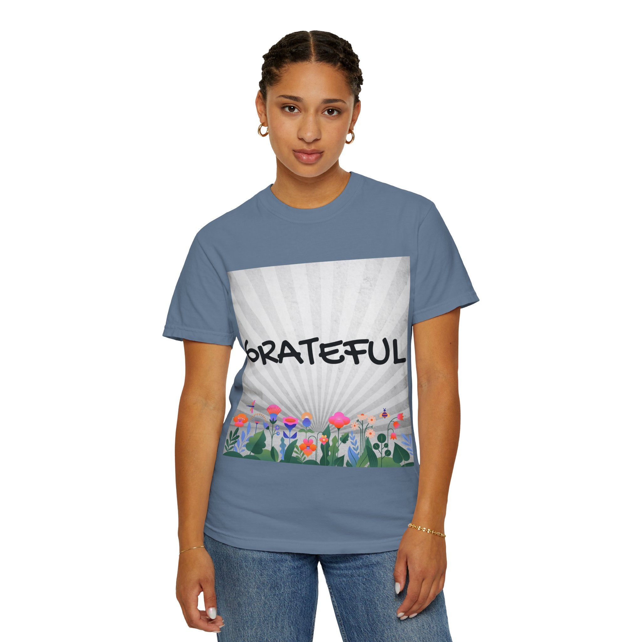 Grateful Floral T-Shirt, Positive Vibe Tee, Gift for Friends, Motivational Apparel, Spring or Summer Style