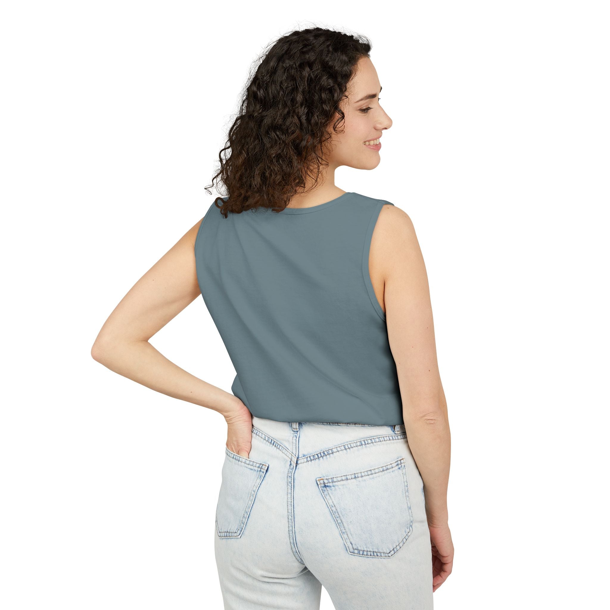 Garment-Dyed Tank Top with 'Real' Design, Summer Wear, Casual Shirt, Holiday Gift, Layering Essential, Positive Vibes