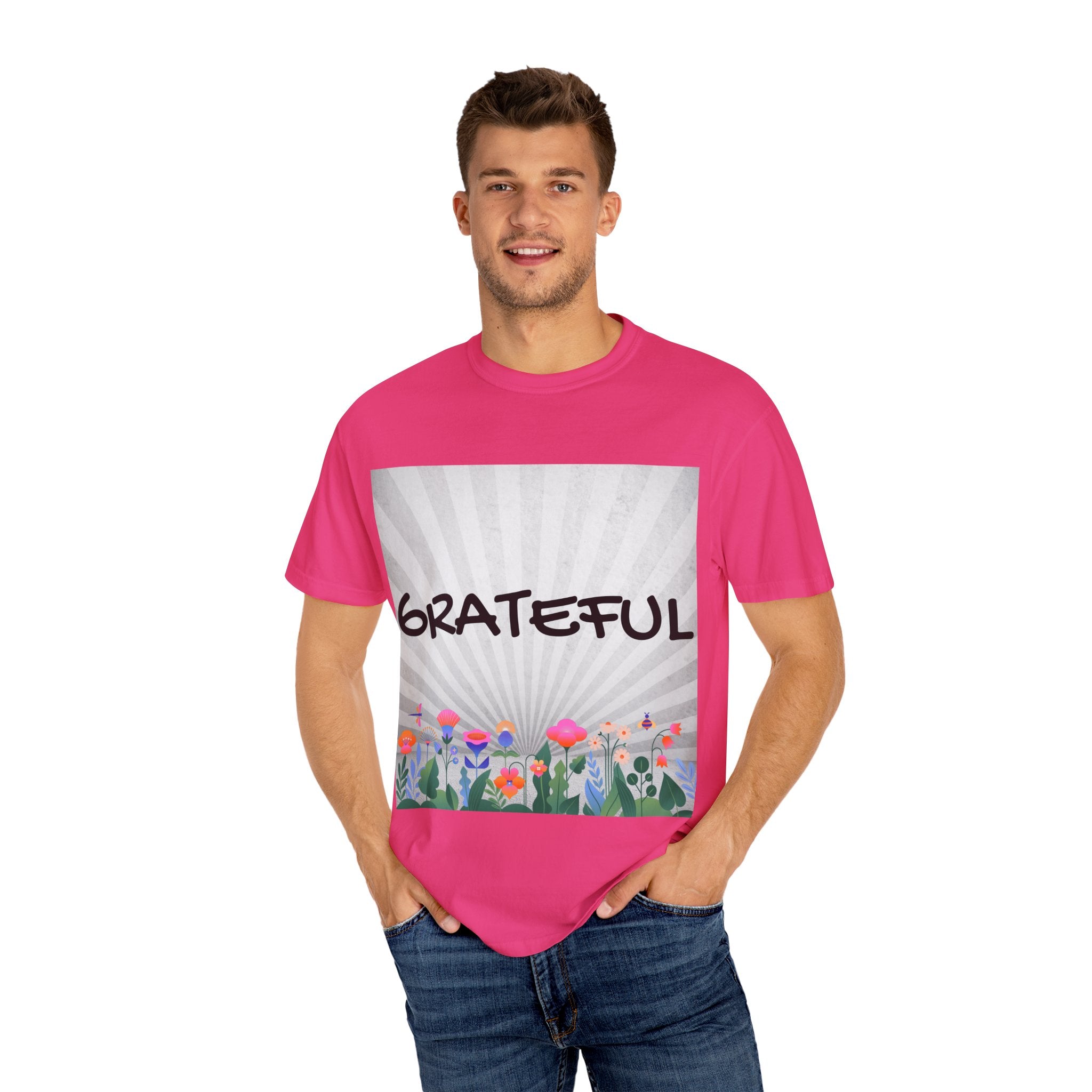 Grateful Floral T-Shirt, Positive Vibe Tee, Gift for Friends, Motivational Apparel, Spring or Summer Style
