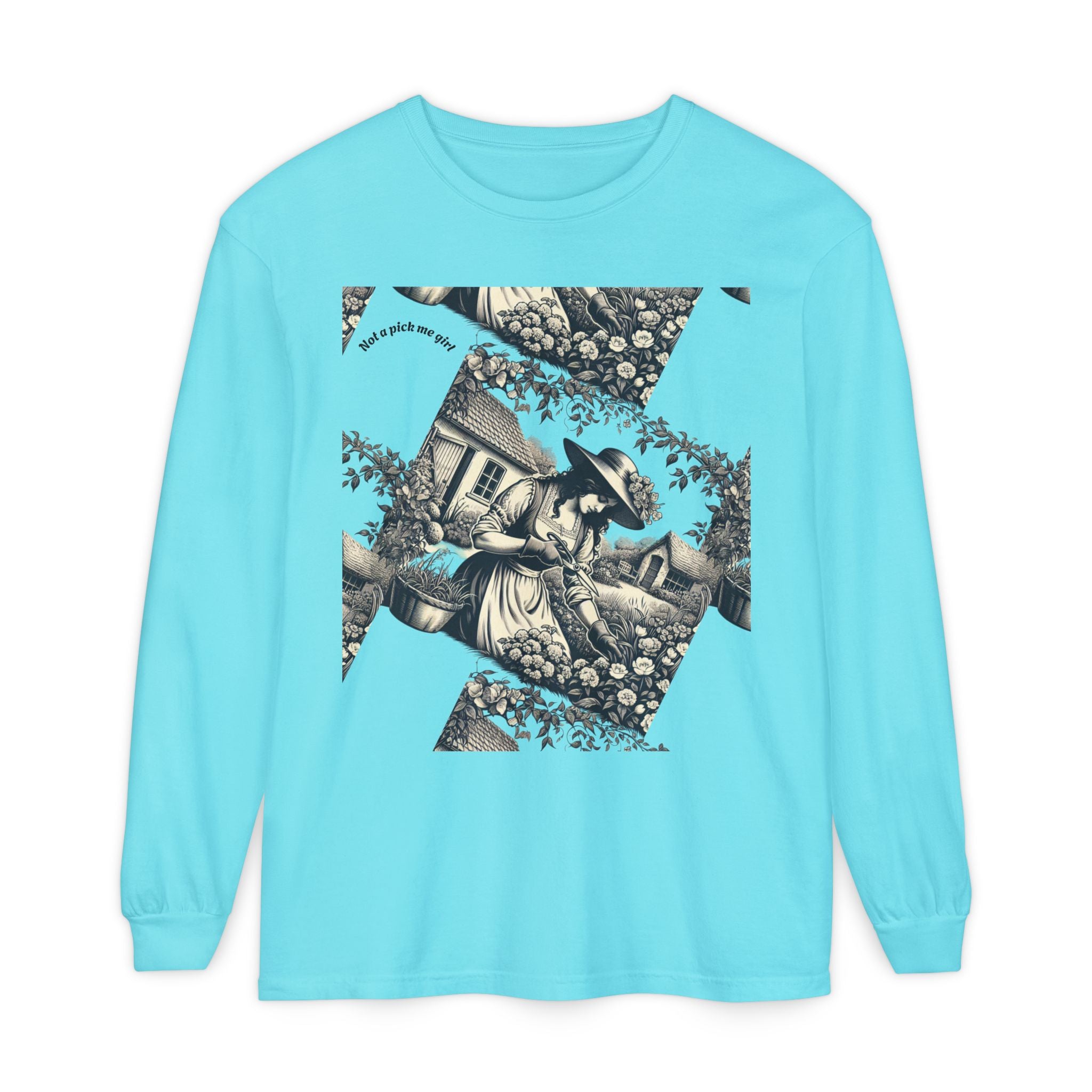 Gardening Art Long Sleeve Tee, Unisex Vintage Style Shirt, Floral Gift for Plant Lovers, Casual Fall Outfit, Eco-Friendly Clothing