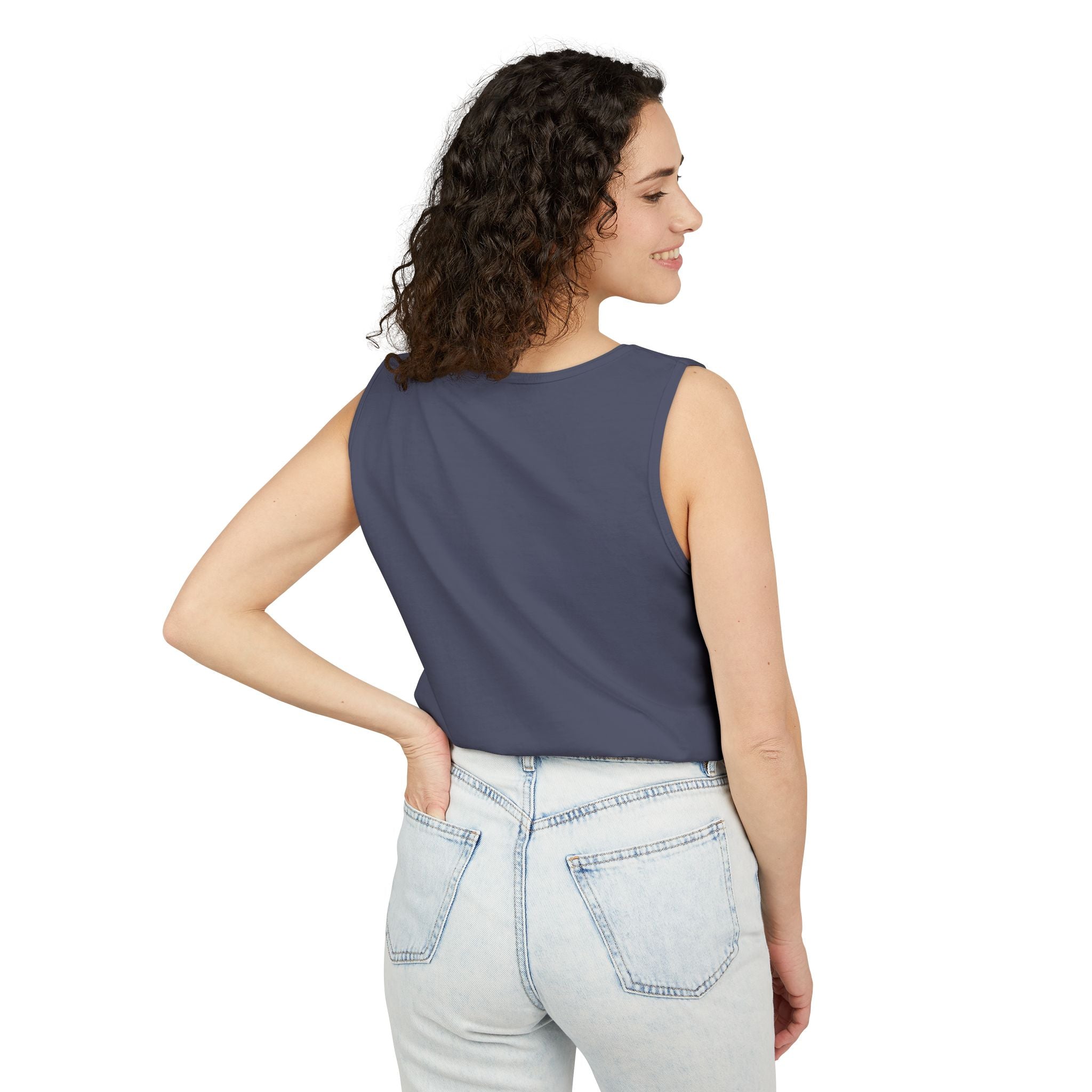 Garment-Dyed Tank Top with 'Real' Design, Summer Wear, Casual Shirt, Holiday Gift, Layering Essential, Positive Vibes