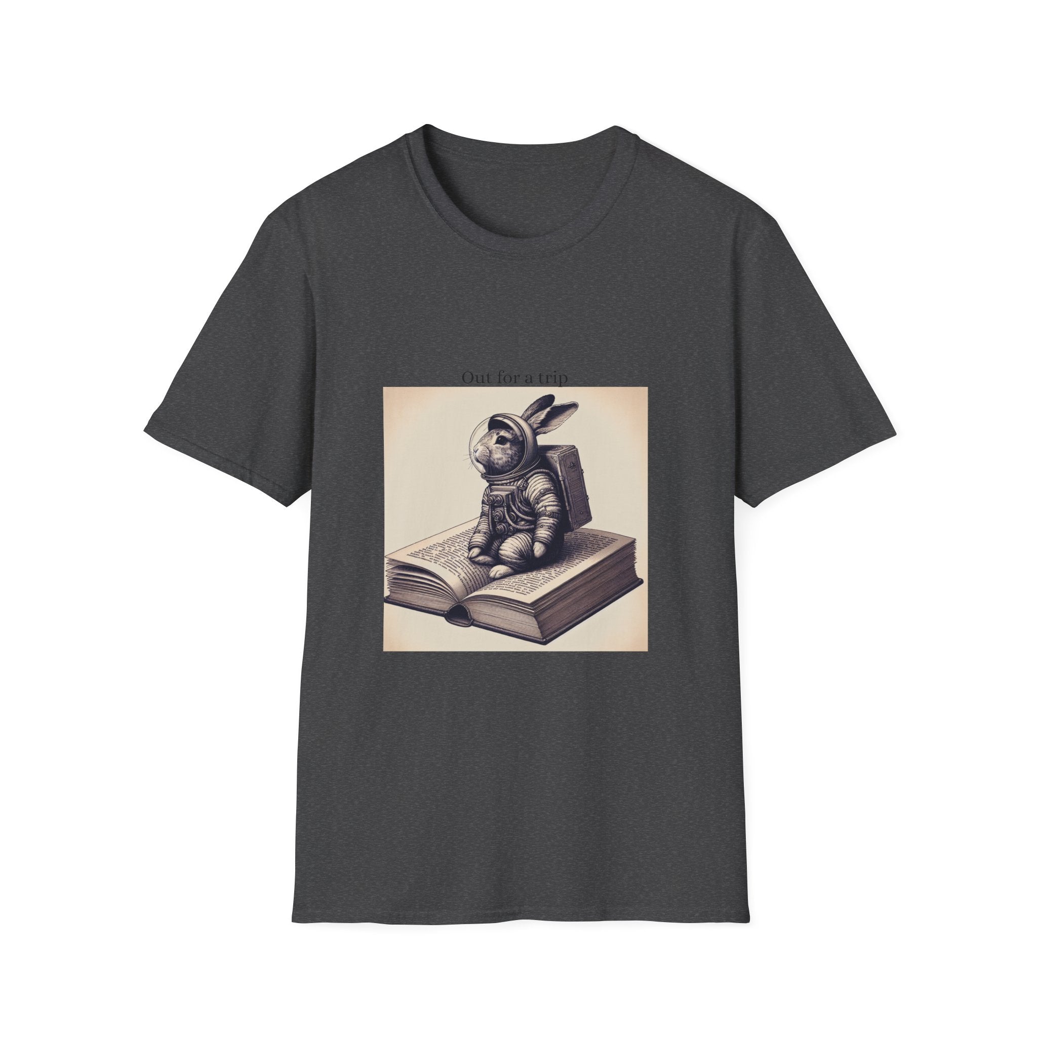 Astronaut Bunny T-Shirt, Cozy Illustration Top, Gift for Book Lovers, Quirky Fashion, Weekend Wear