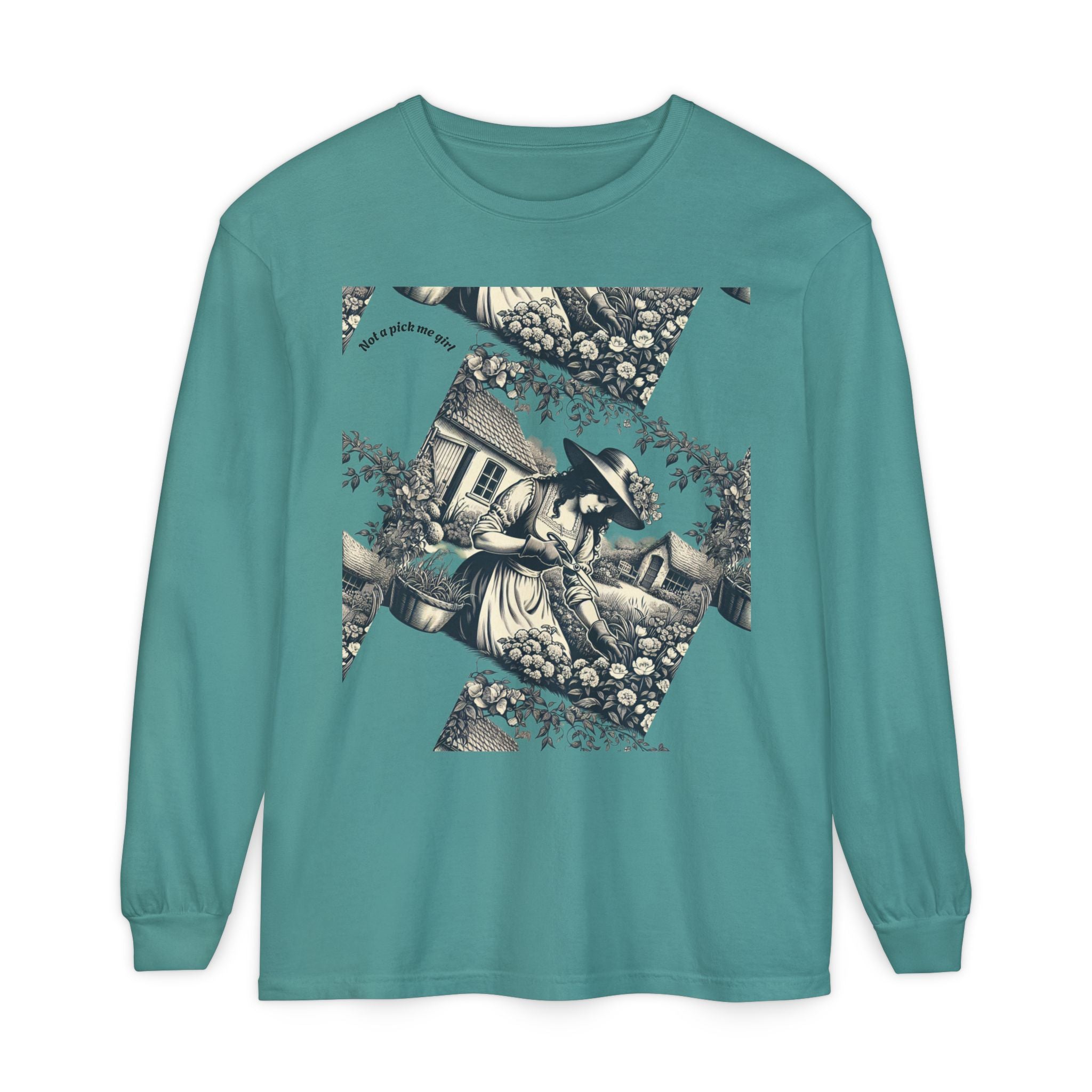Gardening Art Long Sleeve Tee, Unisex Vintage Style Shirt, Floral Gift for Plant Lovers, Casual Fall Outfit, Eco-Friendly Clothing