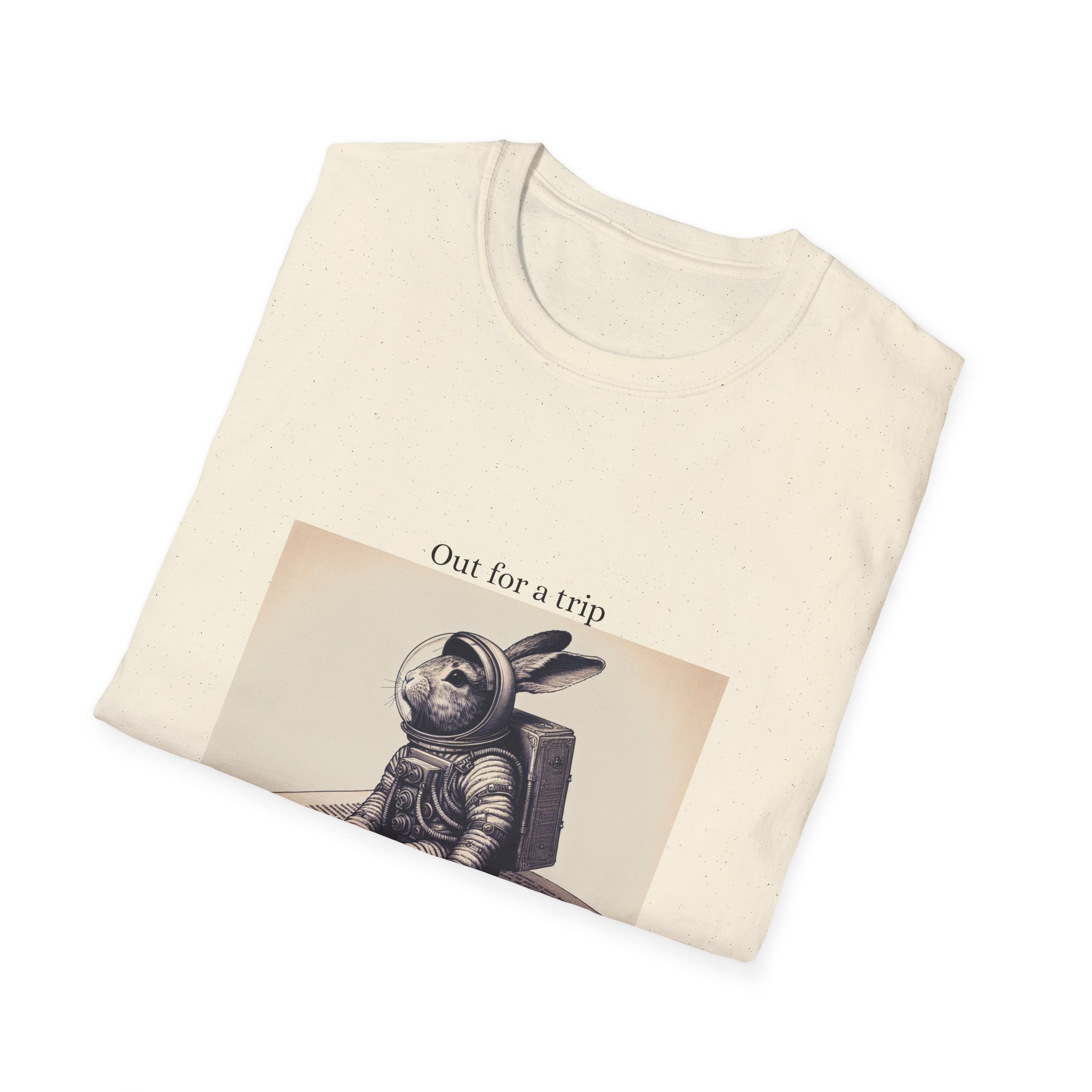 Astronaut Bunny T-Shirt, Cozy Illustration Top, Gift for Book Lovers, Quirky Fashion, Weekend Wear