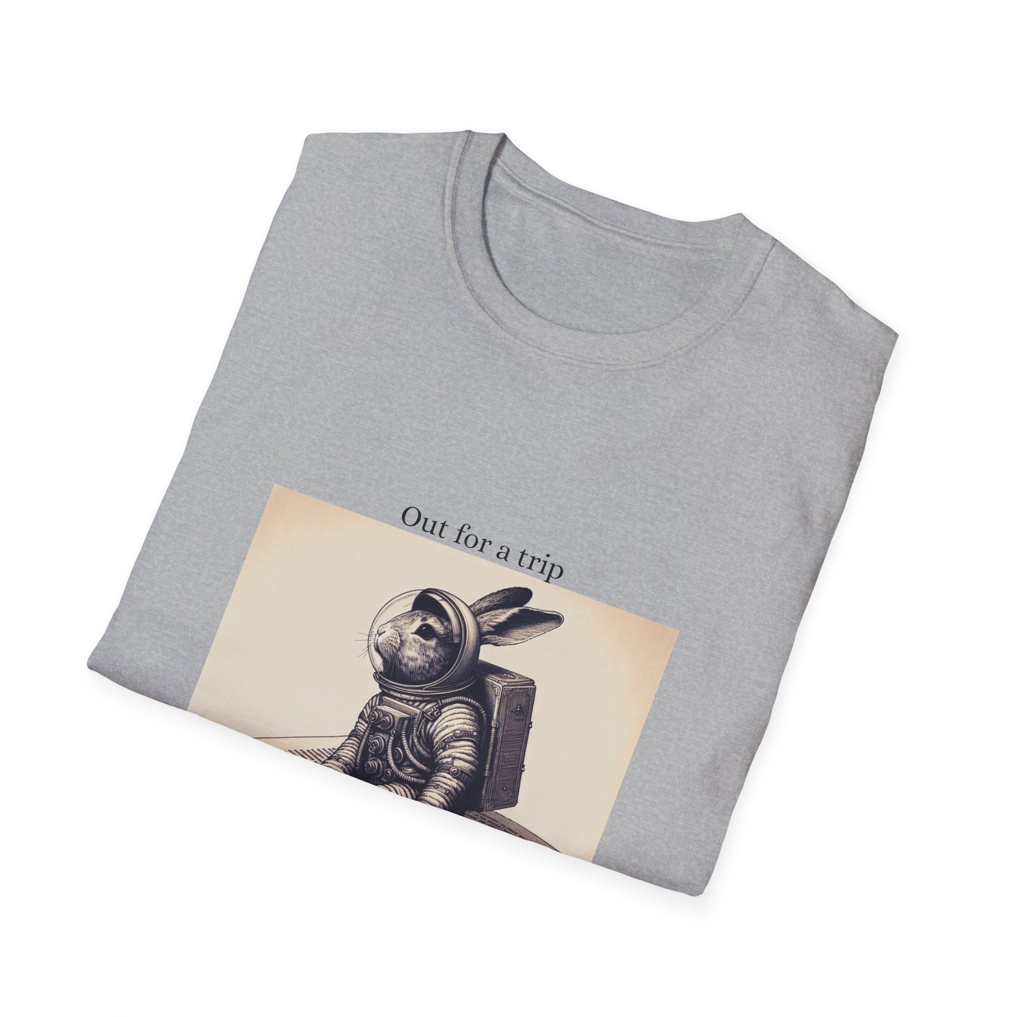 Astronaut Bunny T-Shirt, Cozy Illustration Top, Gift for Book Lovers, Quirky Fashion, Weekend Wear