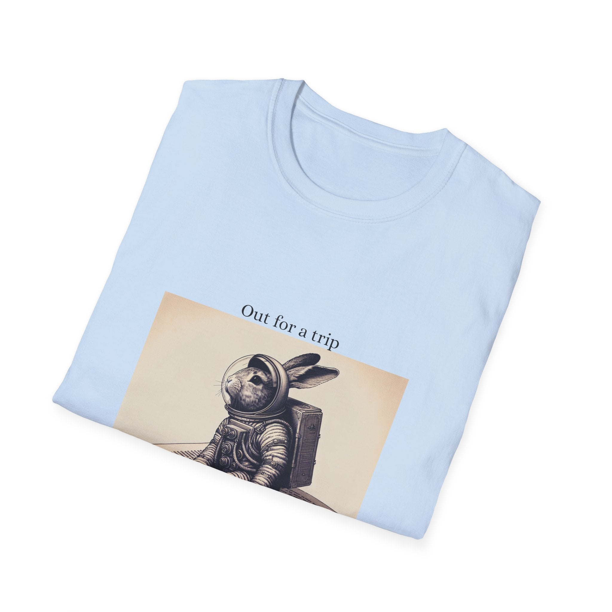 Astronaut Bunny T-Shirt, Cozy Illustration Top, Gift for Book Lovers, Quirky Fashion, Weekend Wear