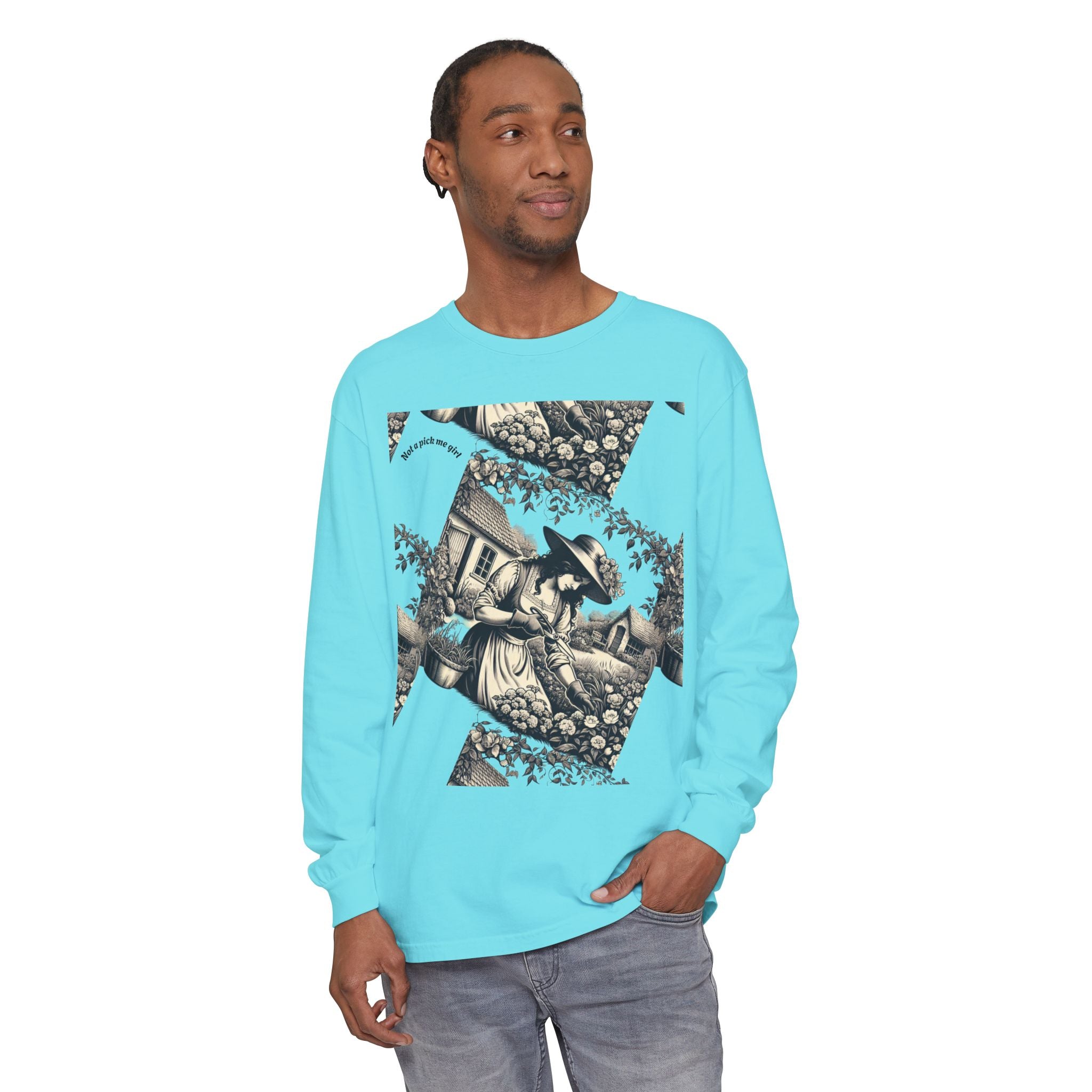 Gardening Art Long Sleeve Tee, Unisex Vintage Style Shirt, Floral Gift for Plant Lovers, Casual Fall Outfit, Eco-Friendly Clothing
