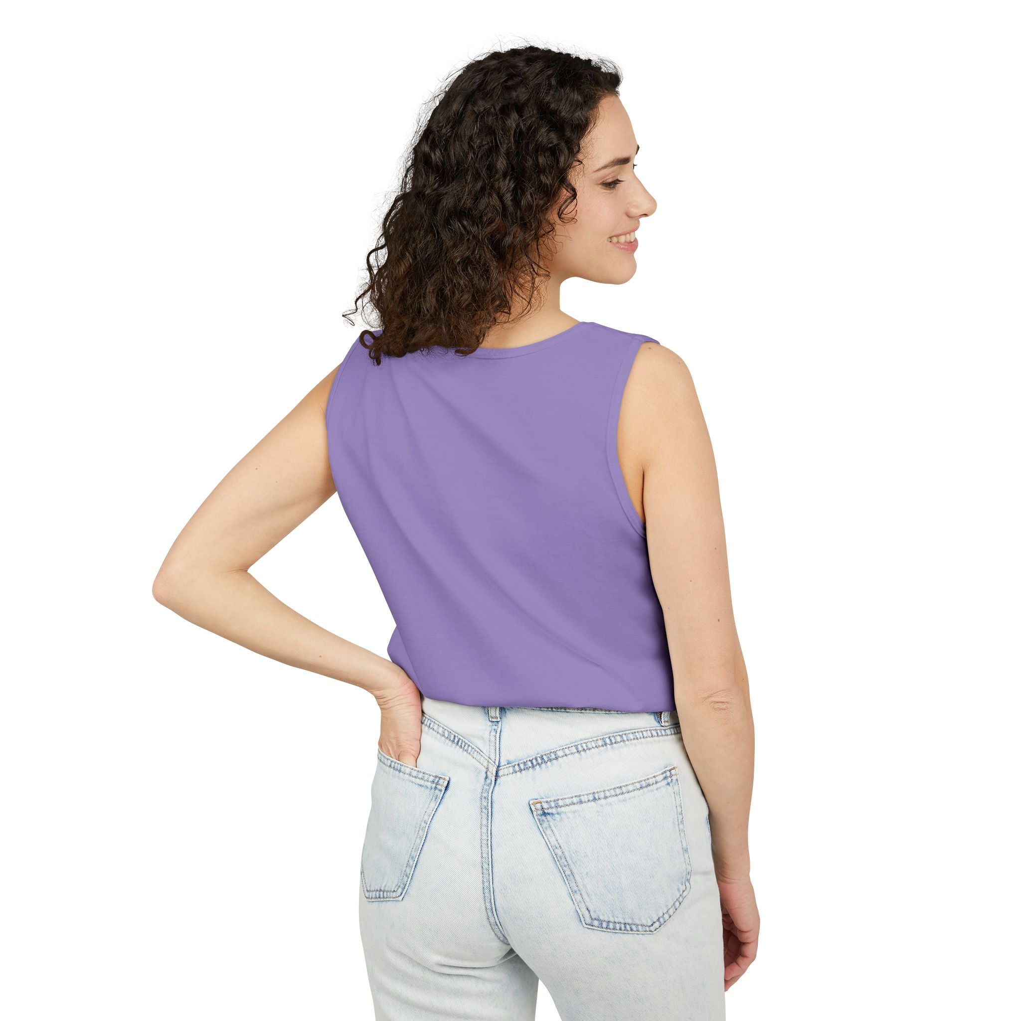 Garment-Dyed Tank Top with 'Real' Design, Summer Wear, Casual Shirt, Holiday Gift, Layering Essential, Positive Vibes