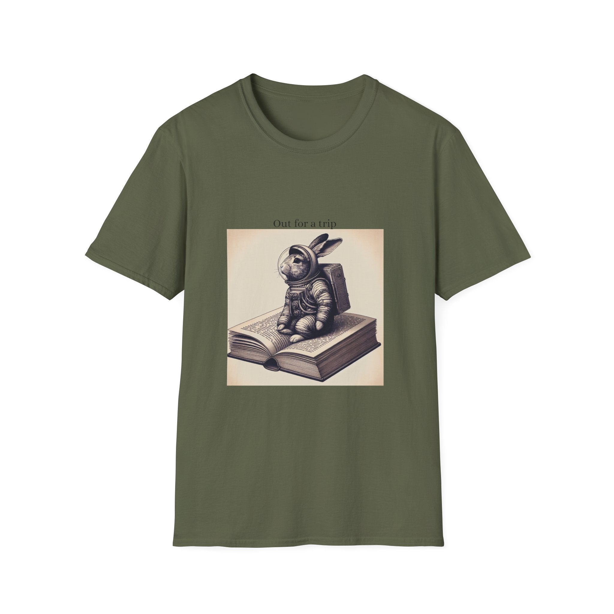 Astronaut Bunny T-Shirt, Cozy Illustration Top, Gift for Book Lovers, Quirky Fashion, Weekend Wear