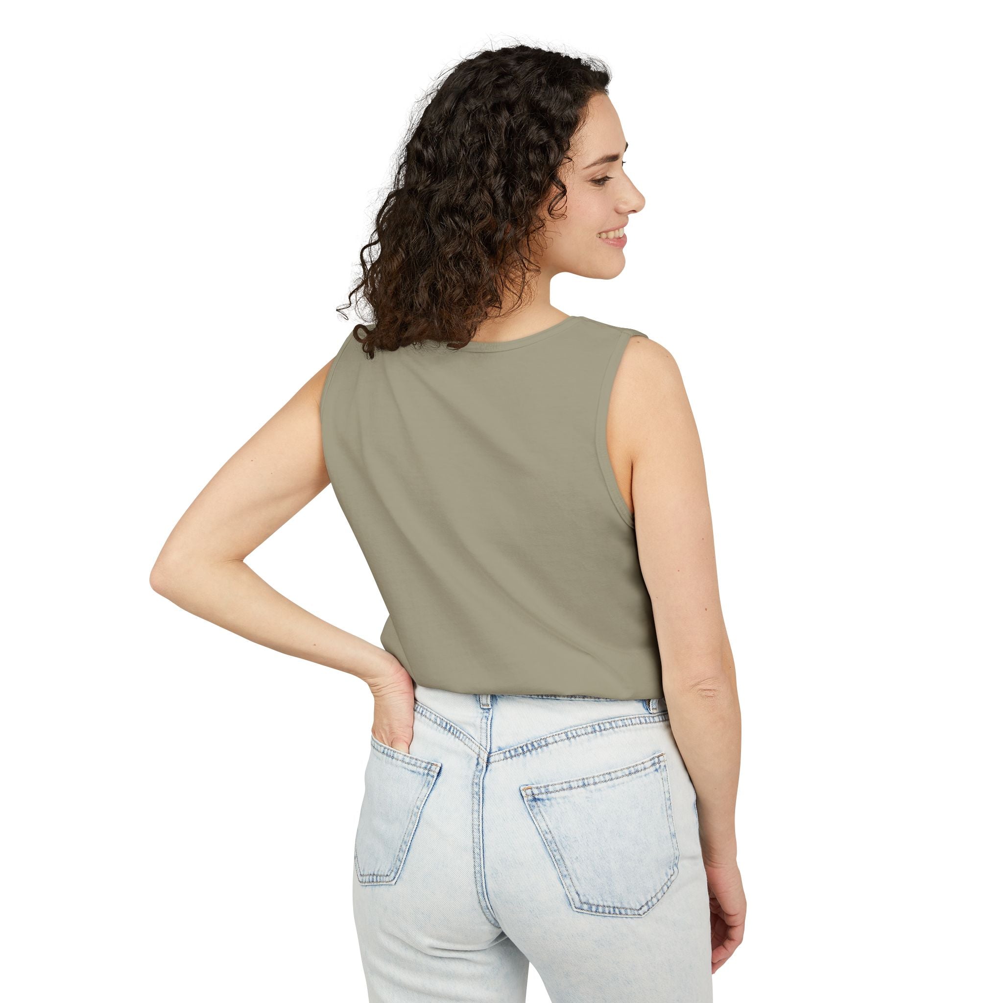 Garment-Dyed Tank Top with 'Real' Design, Summer Wear, Casual Shirt, Holiday Gift, Layering Essential, Positive Vibes